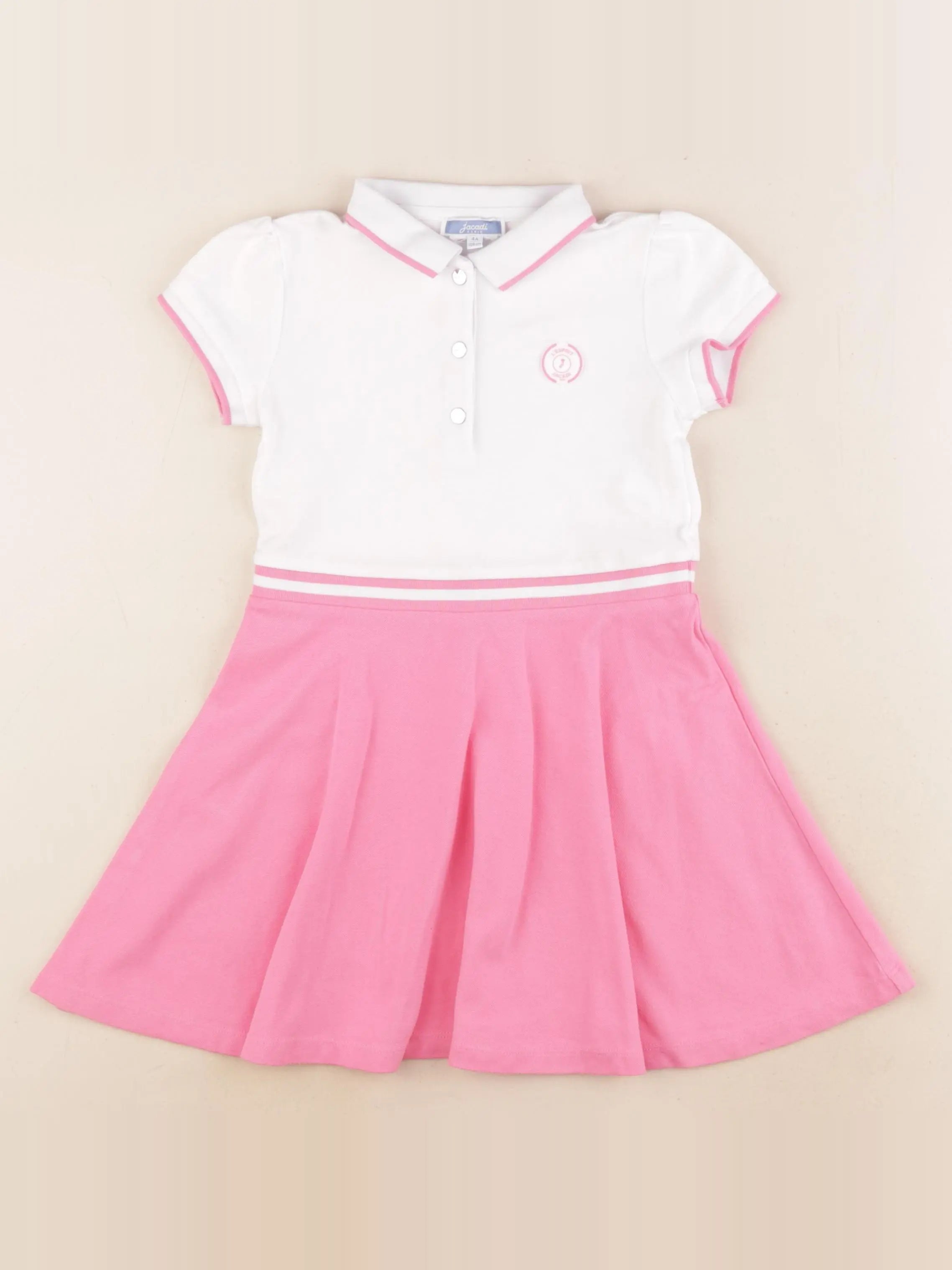 Jacadi - robe blanc, rose - 4 ans