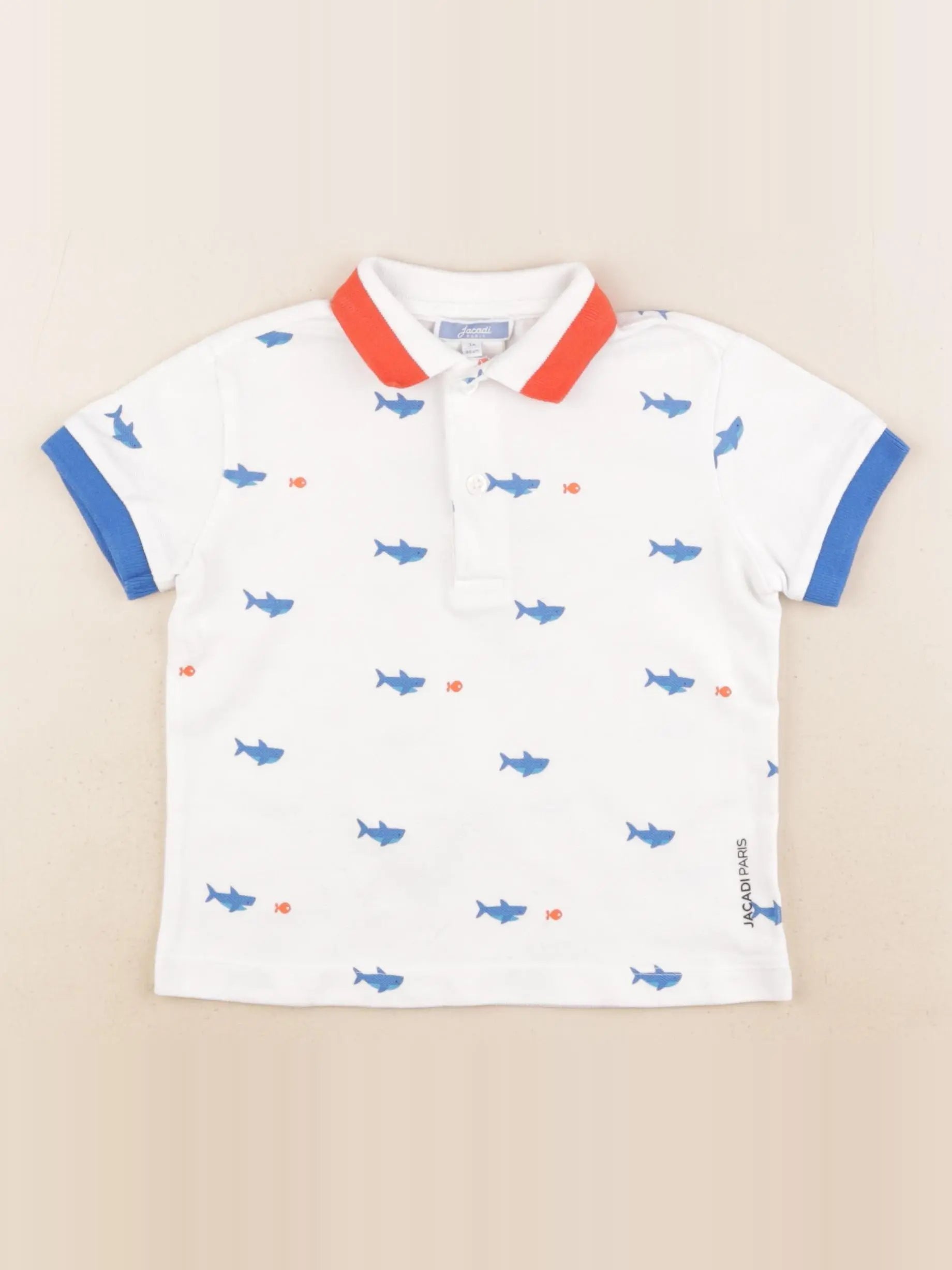 Jacadi - polo blanc, bleu - 3 ans