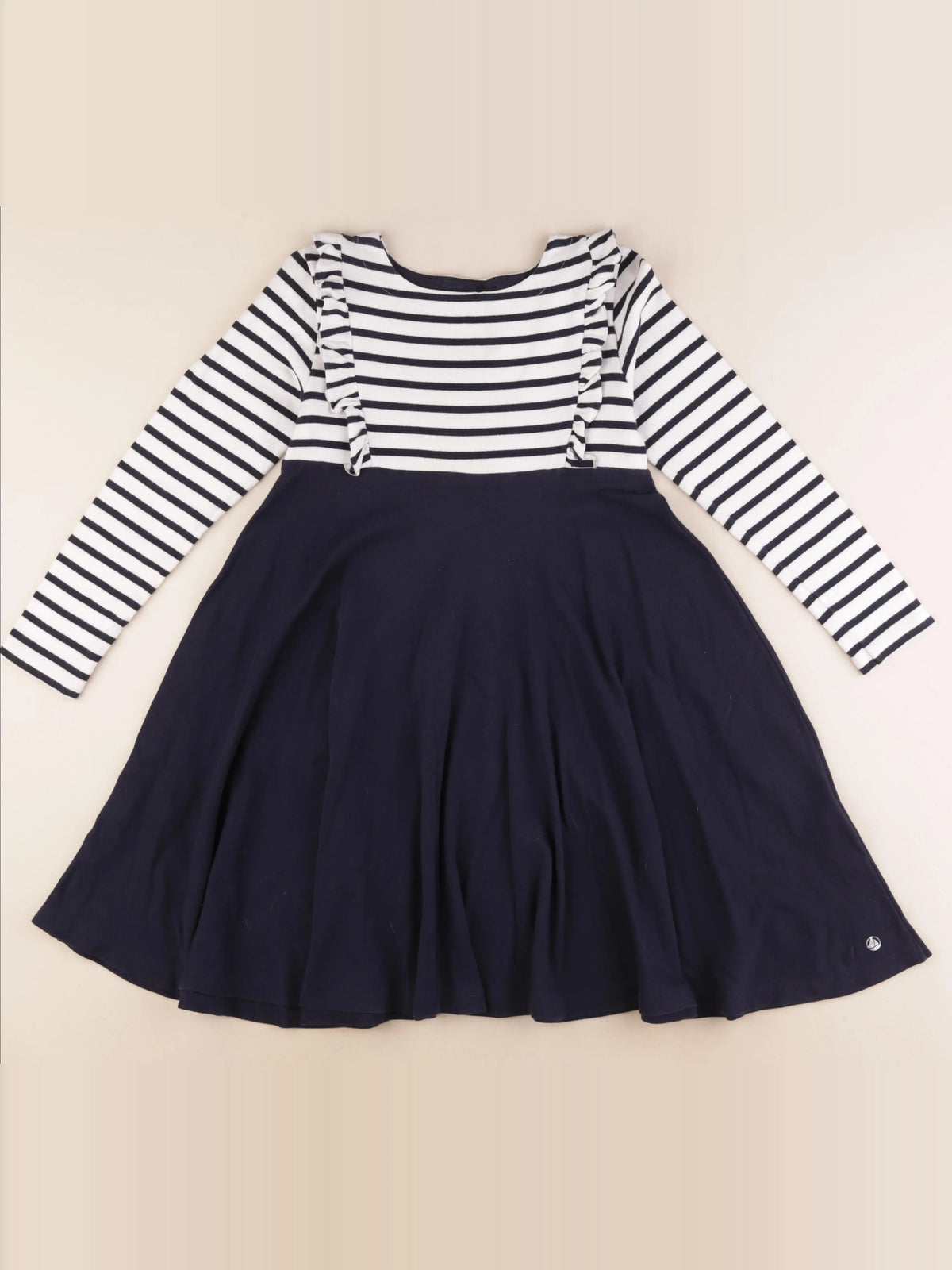 Petit Bateau - robe bleu, blanc - 10 ans