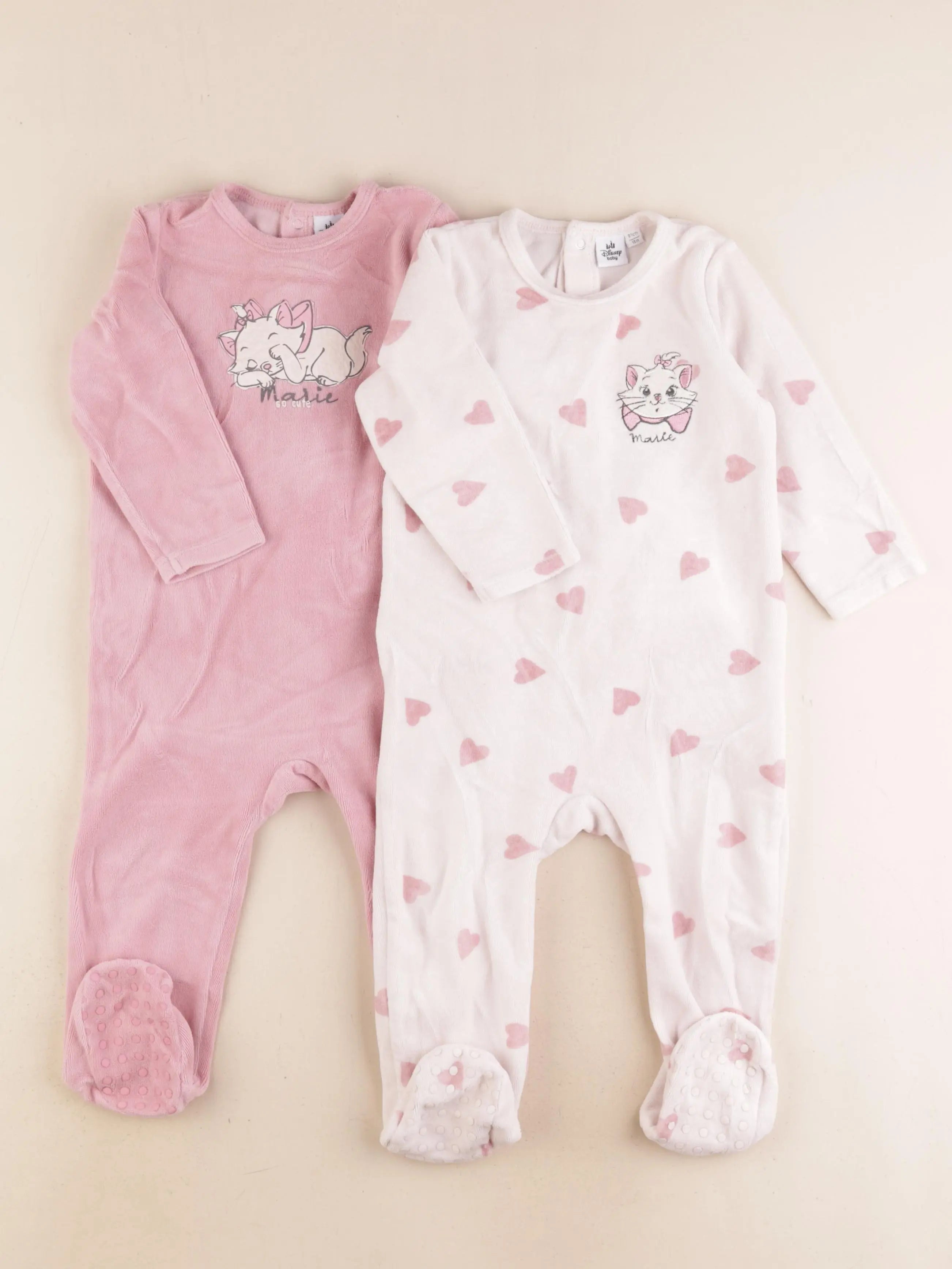 Vertbaudet - lot de 2 pyjamas velours rose - 18 mois