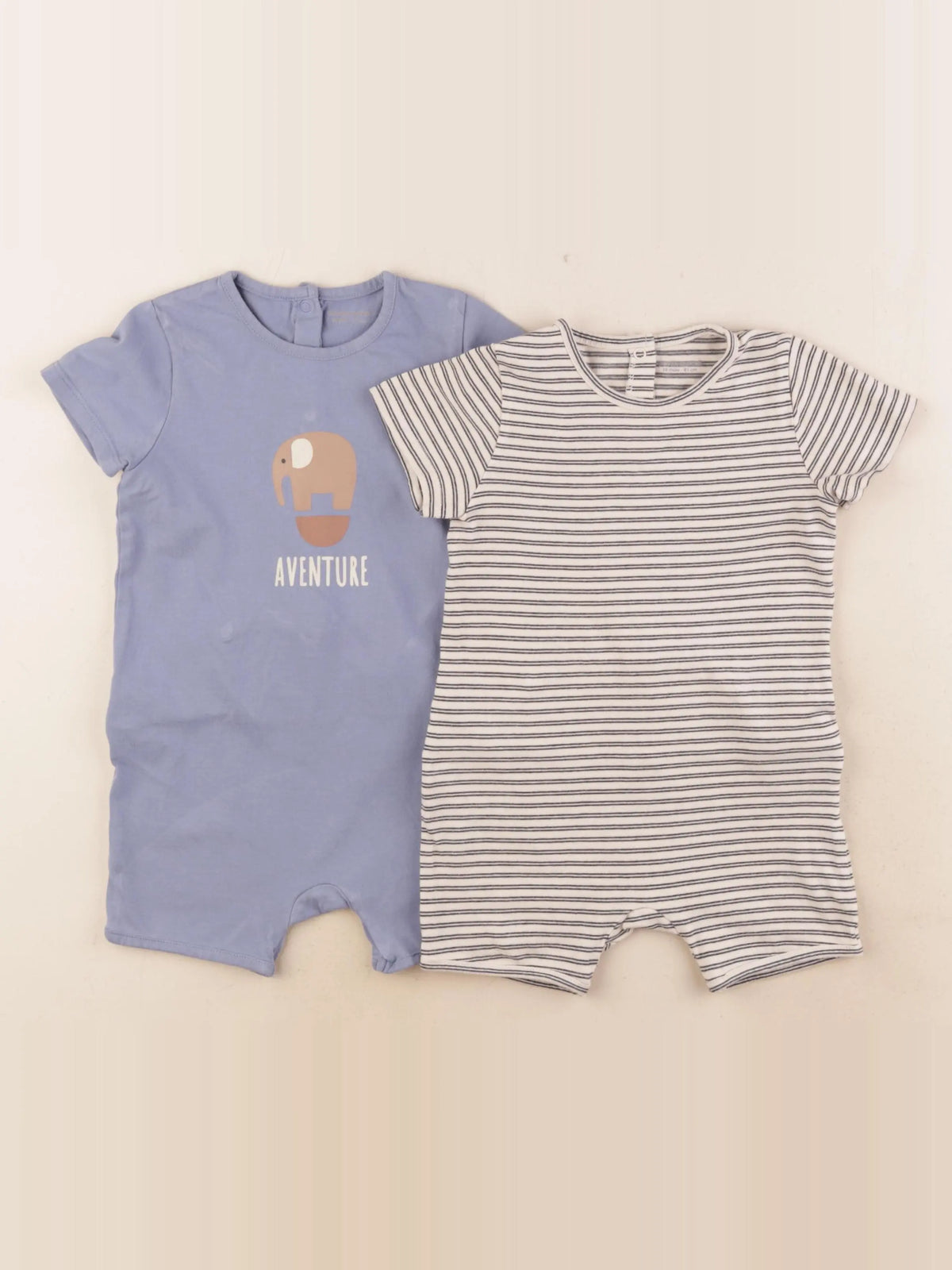 Vertbaudet - pyjama coton bleu, gris - 18 mois