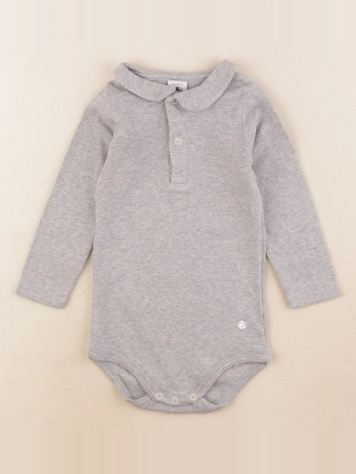 Petit Bateau - body à col gris - 18 mois