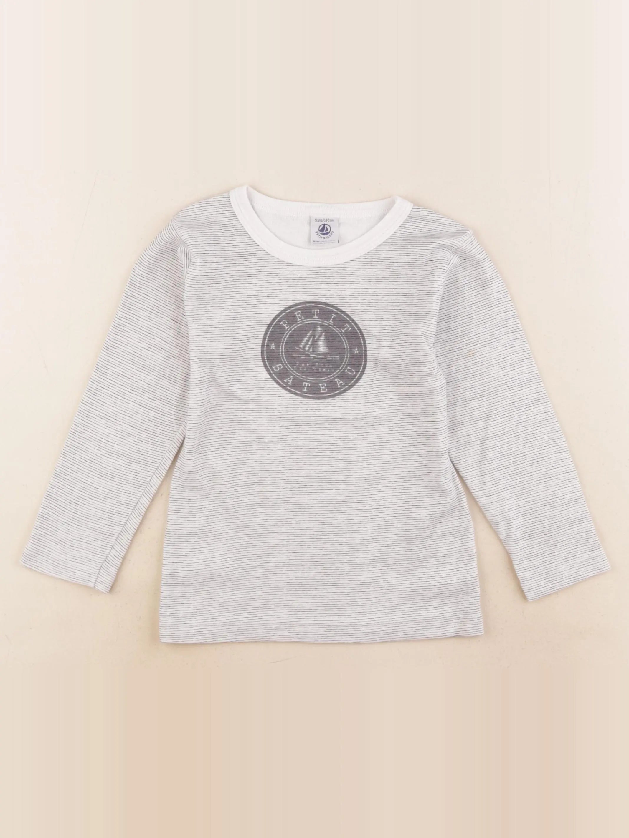 Petit Bateau - tee-shirt gris - 5 ans