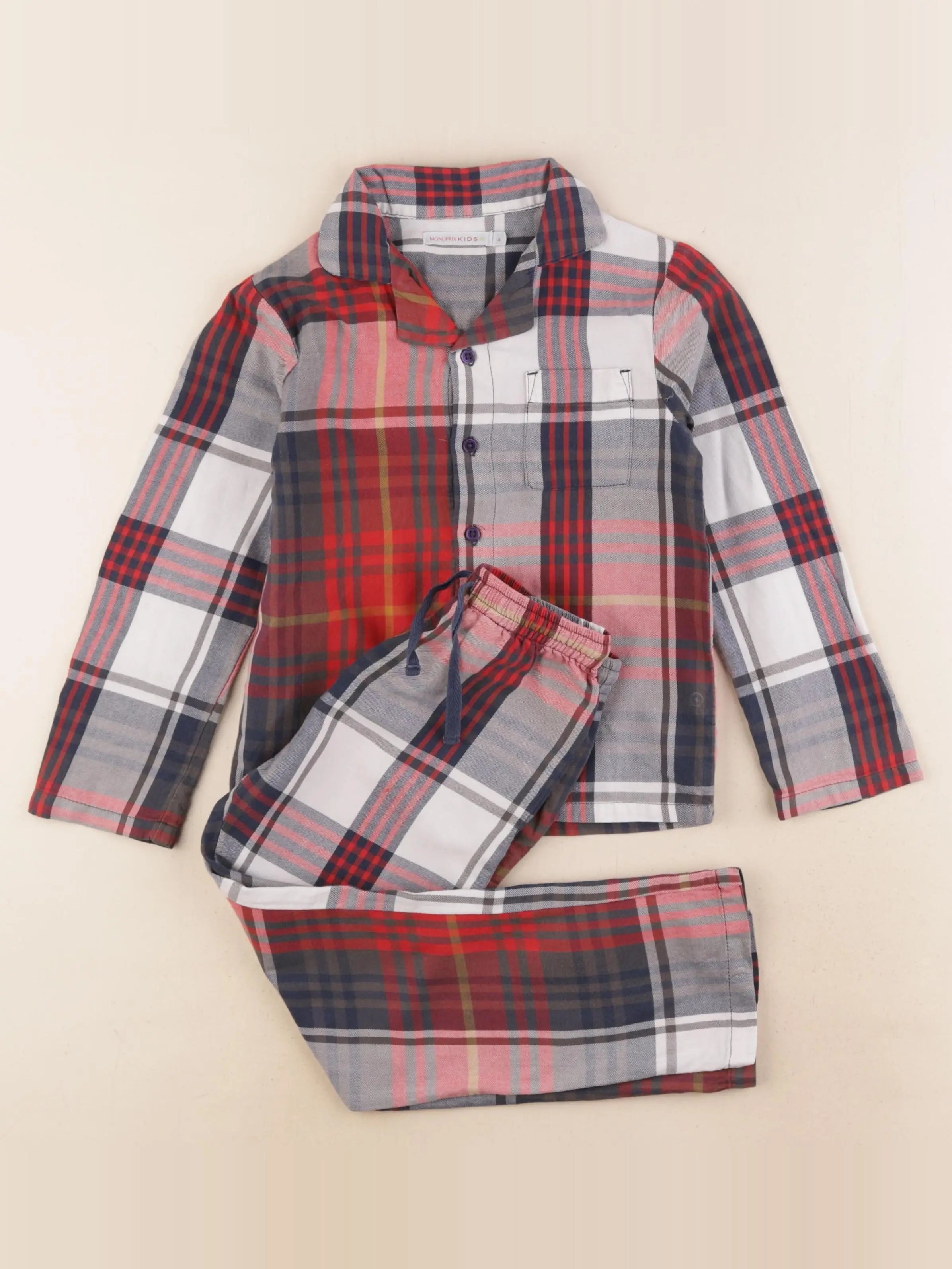 Monoprix - pyjama coton rouge - 4 ans