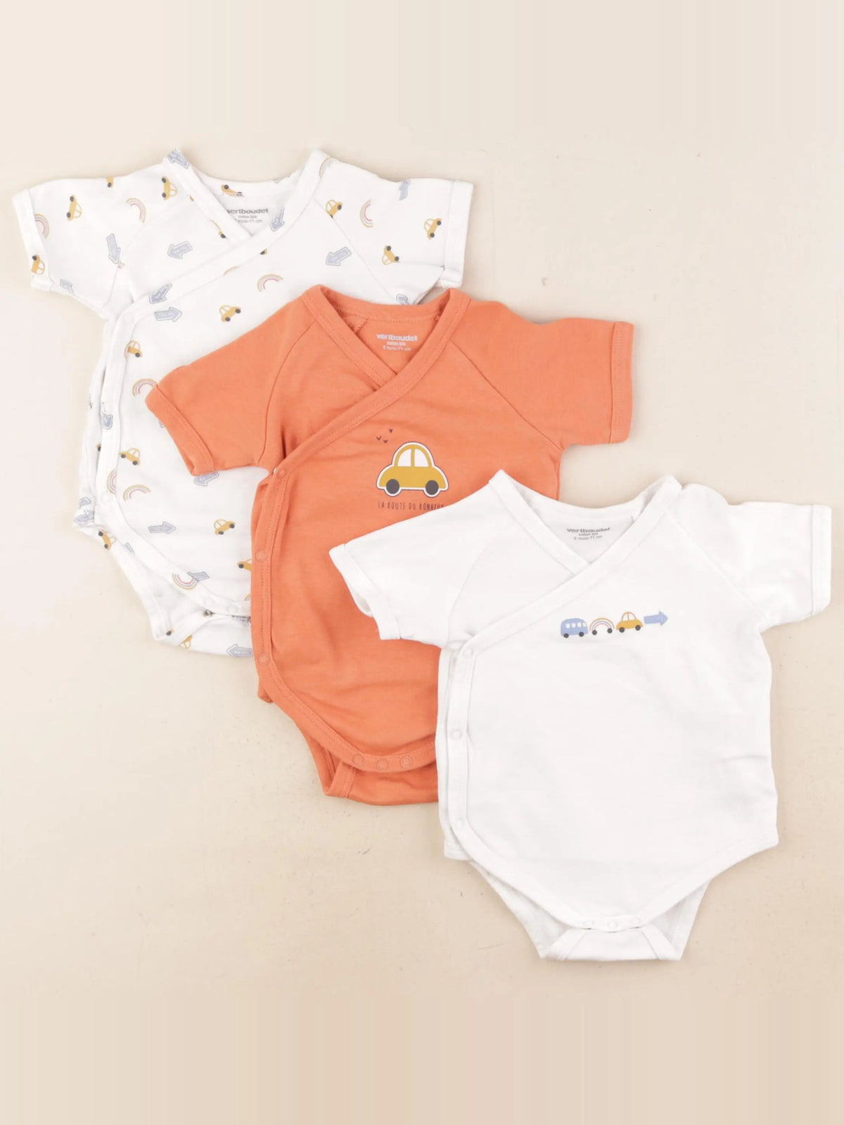 Vertbaudet - lot de 3 bodies en coton multicolore - 9 mois