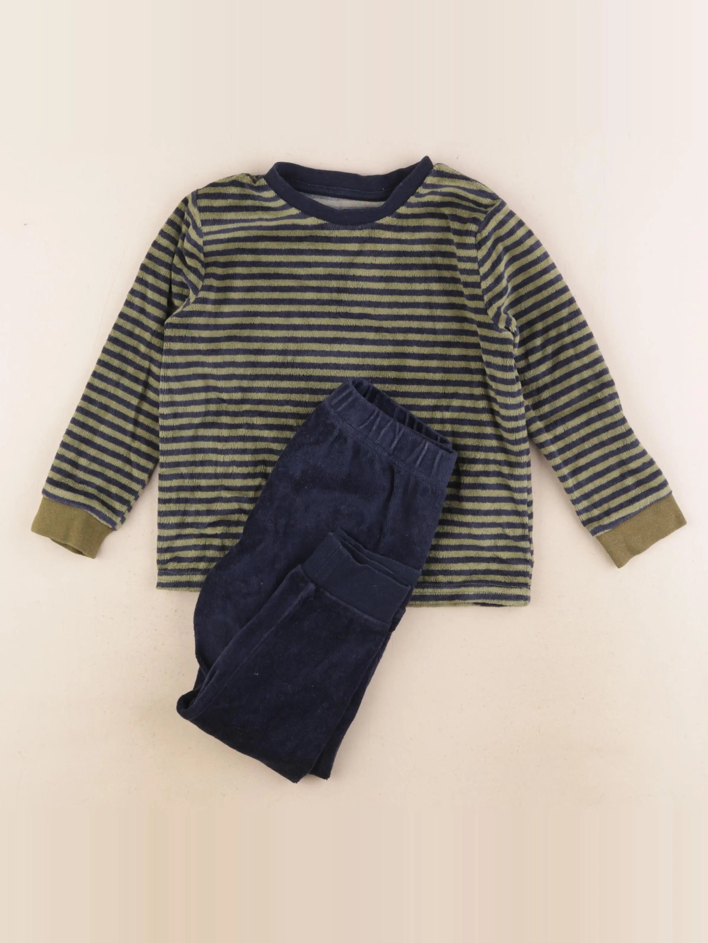 Vertbaudet - pyjama velours bleu, vert - 4 ans