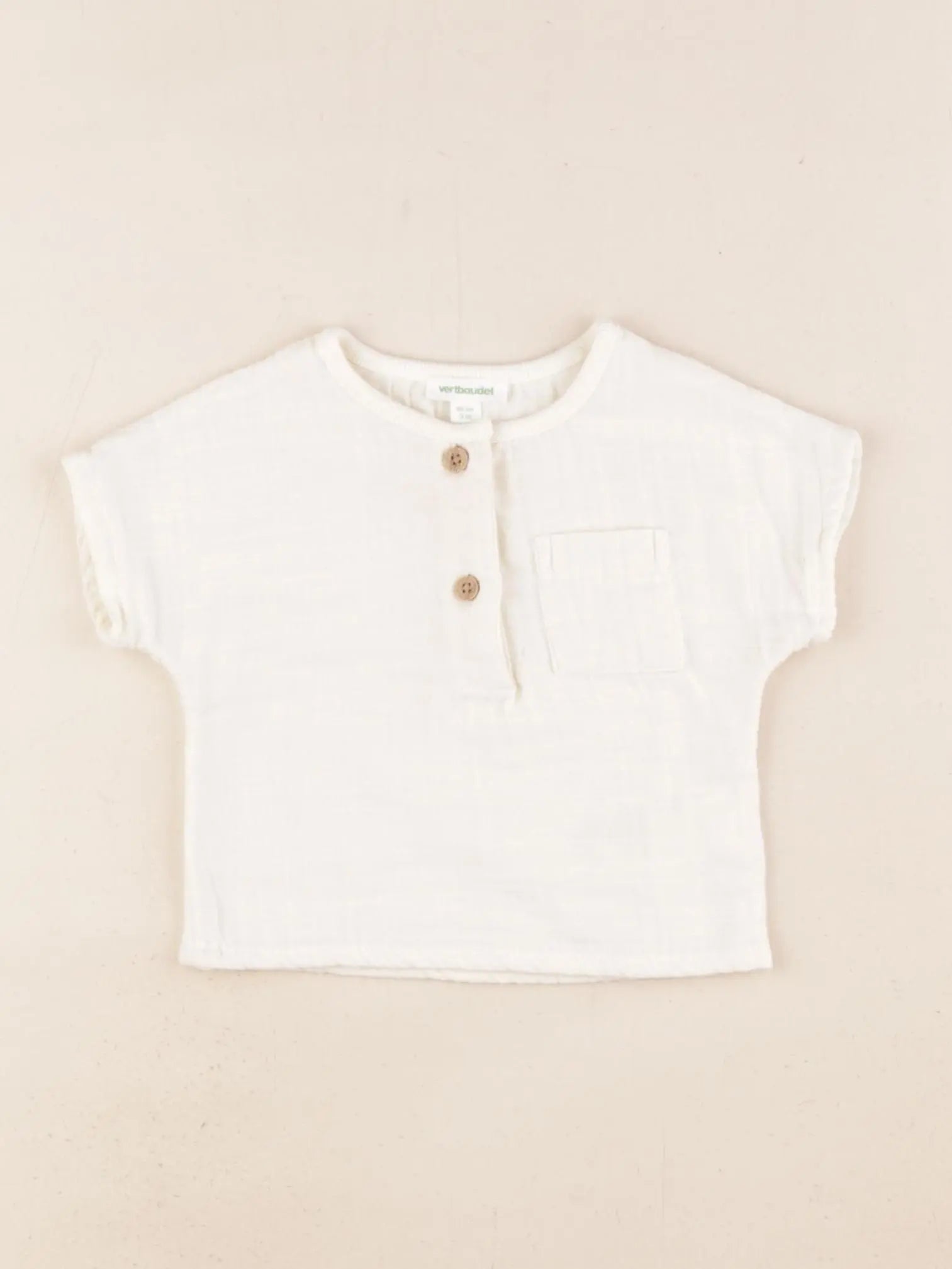 Vertbaudet - chemise beige - 3 mois