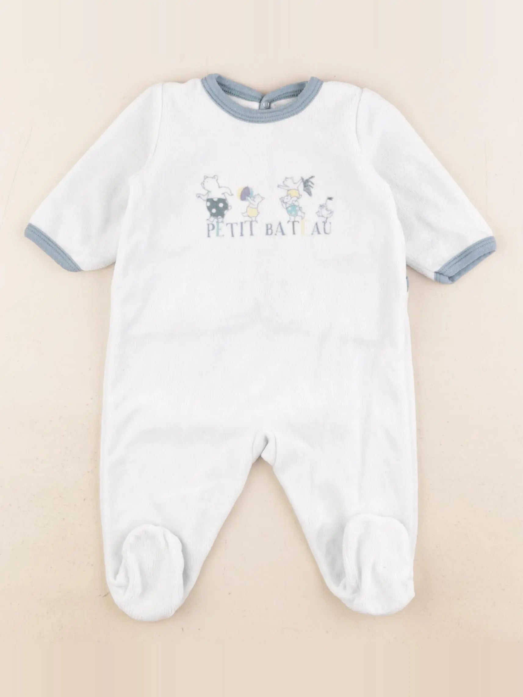 Petit Bateau - pyjama velours vert - 3 mois