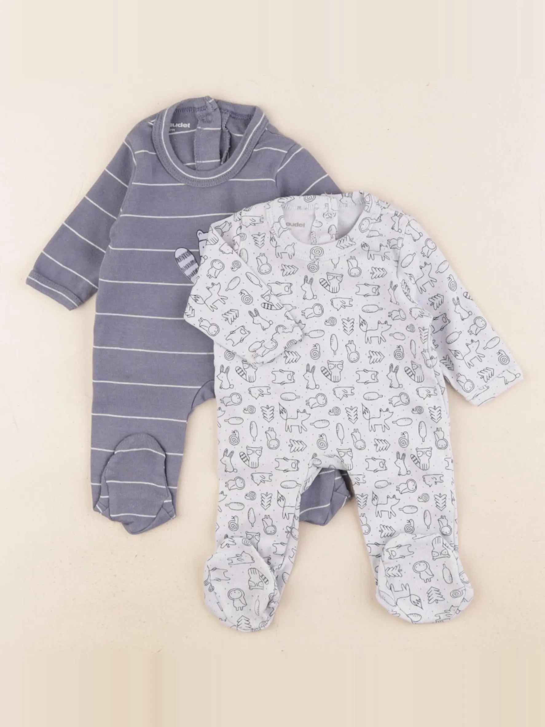 Vertbaudet - lot de 2 pyjamas coton bleu - 0 mois