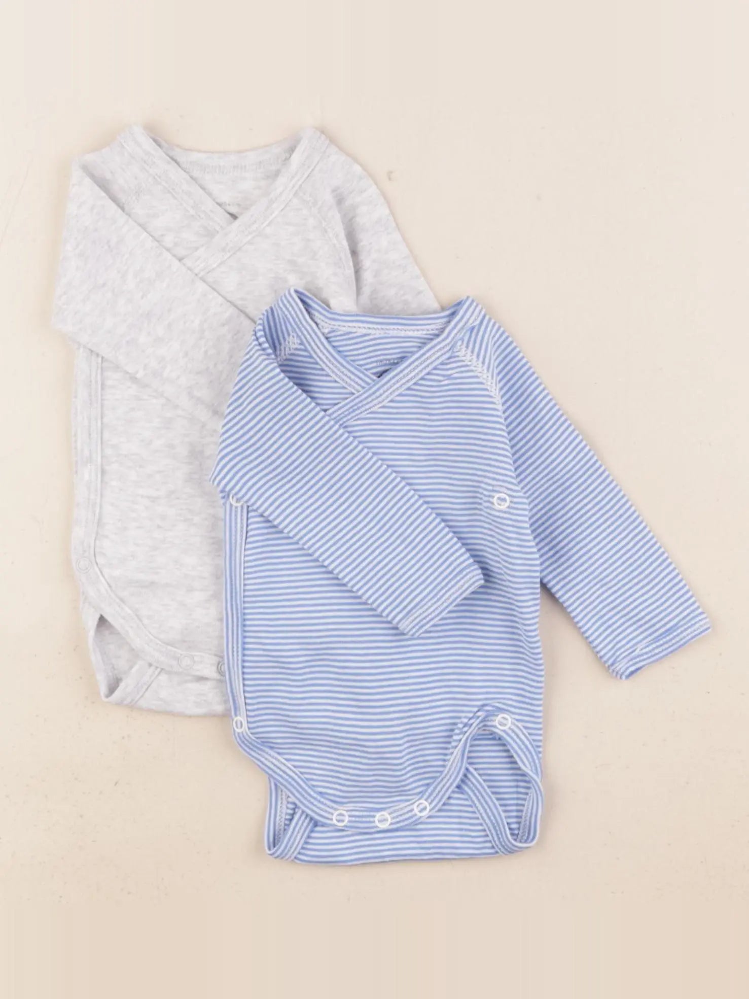 Petit Bateau - lot de 2 bodies en coton coton bleu, gris - 1 mois