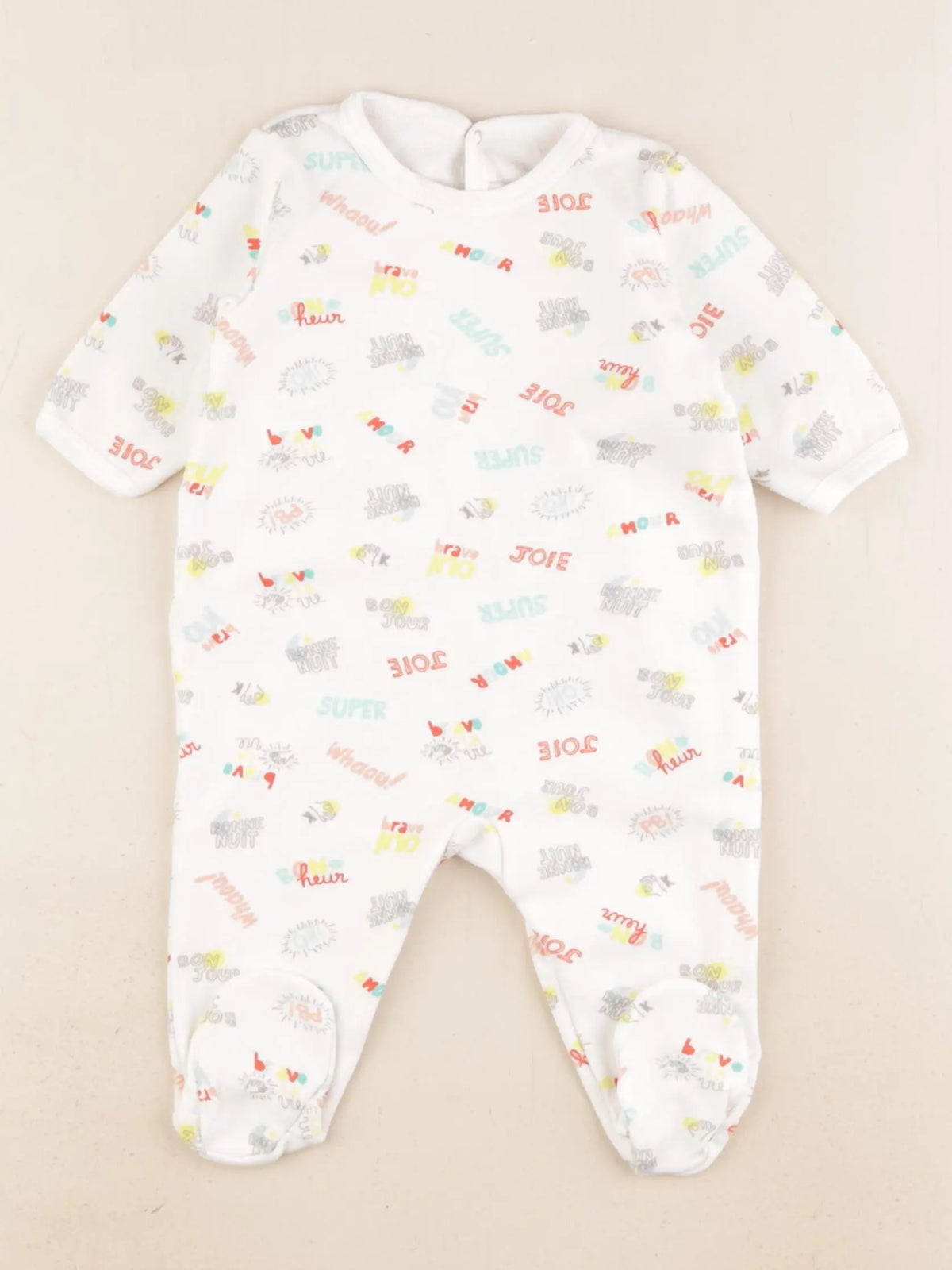 Petit Bateau - pyjama coton blanc, multicolore - 3 mois