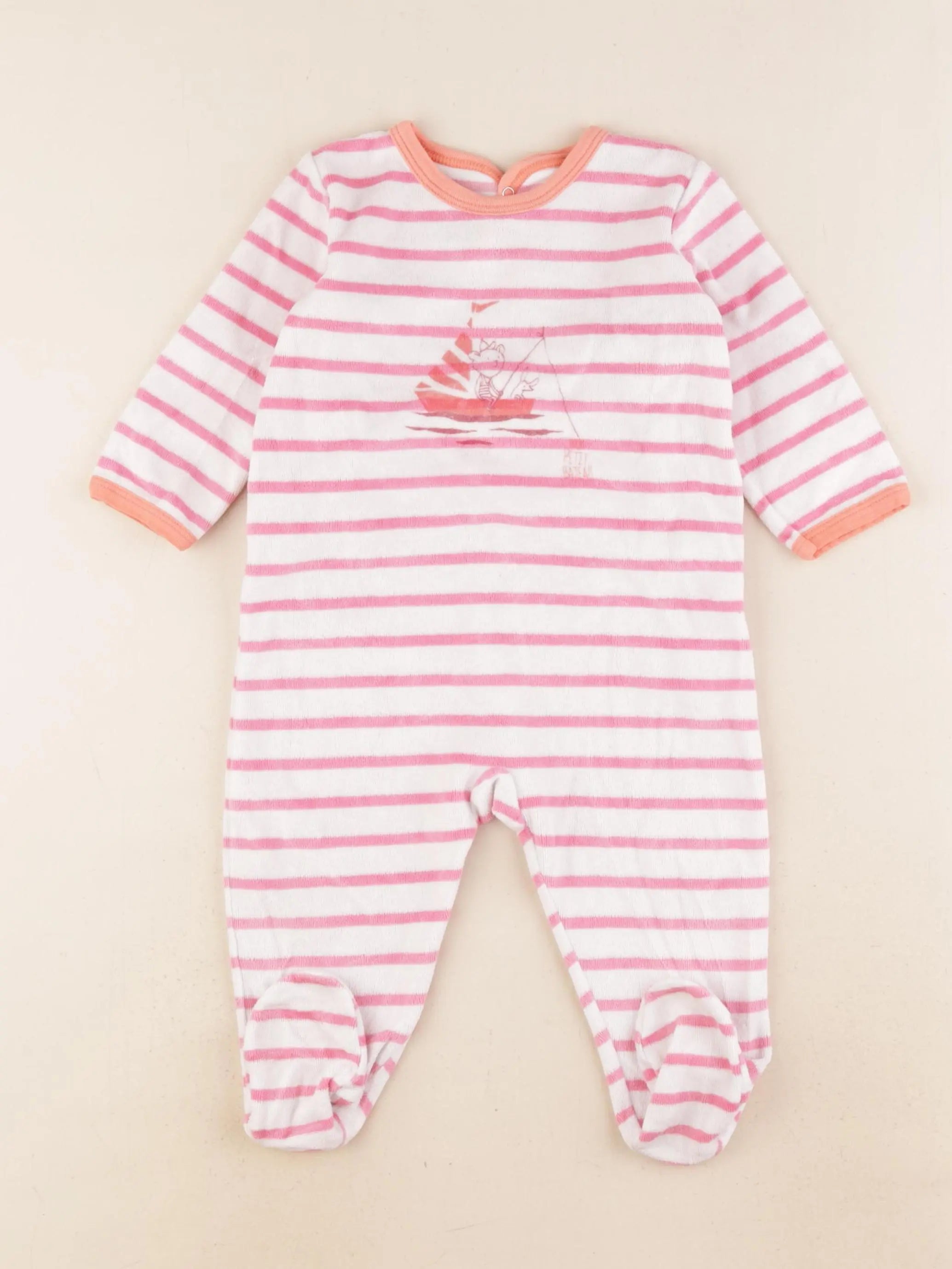 Petit Bateau - pyjama velours rose - 12 mois