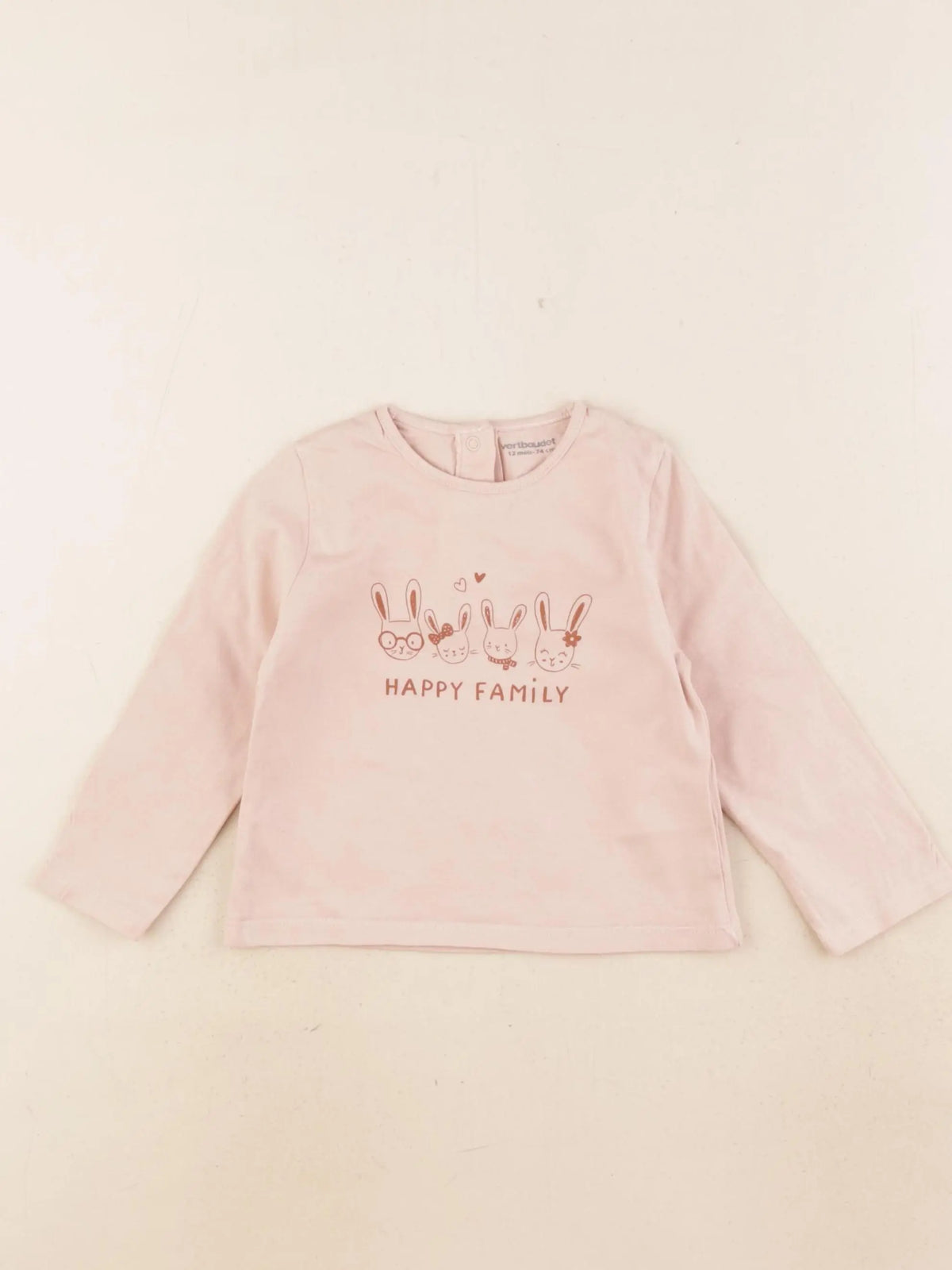 Vertbaudet - tee-shirt rose - 12 mois