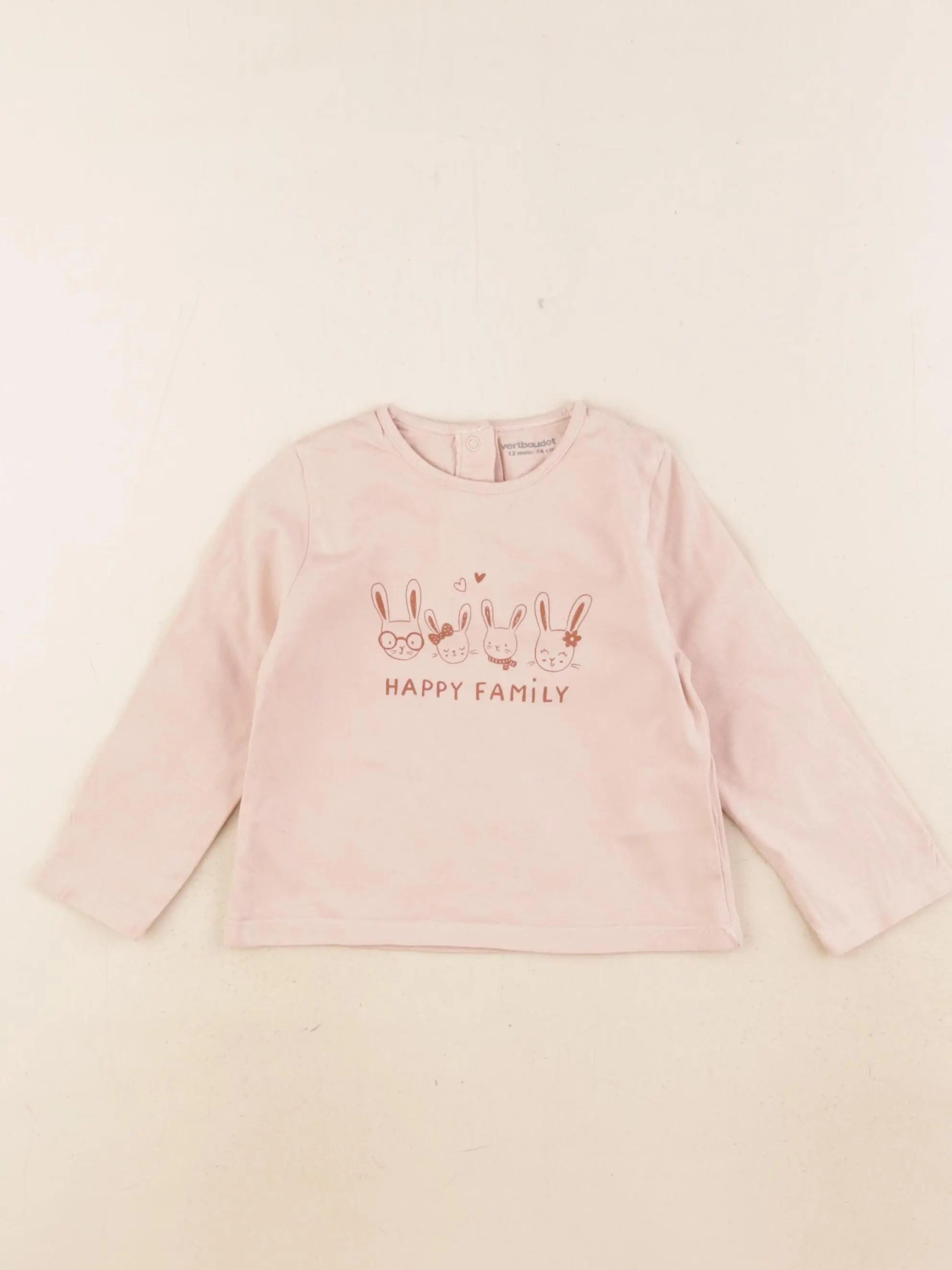 Vertbaudet - tee-shirt rose - 12 mois