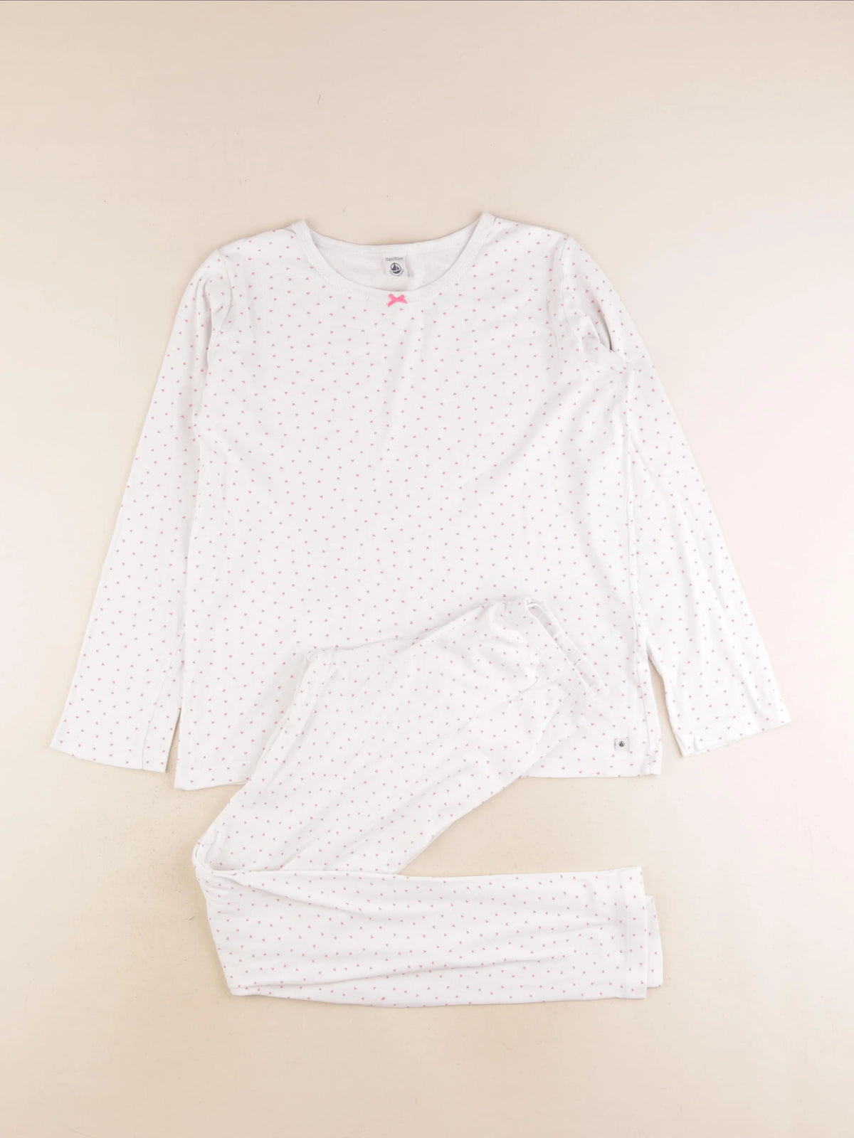 Petit Bateau - pyjama coton blanc, rose - 12 ans