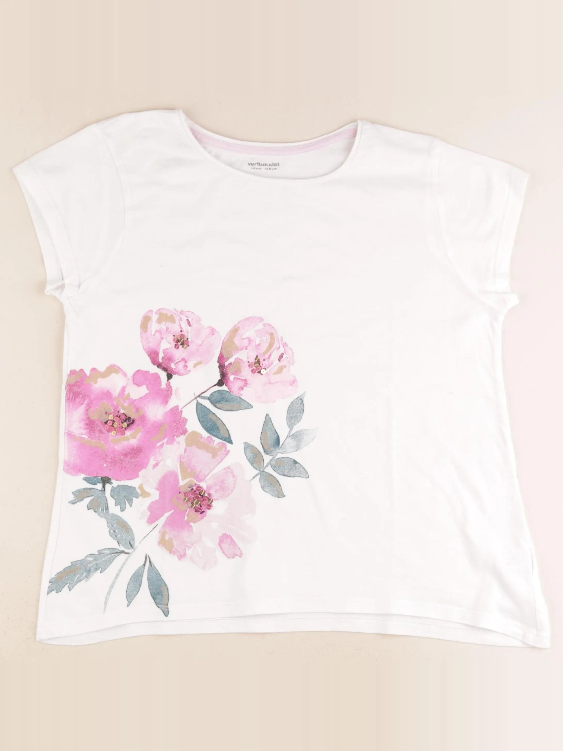 Vertbaudet - tee-shirt blanc - 14 ans