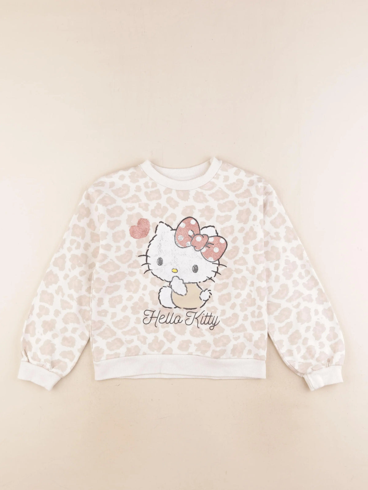 Vertbaudet - sweat beige, blanc - 8 ans