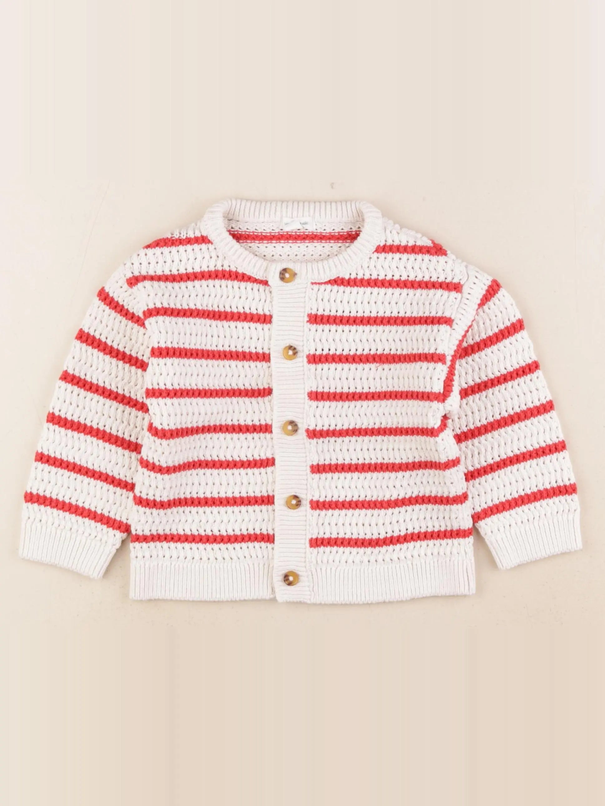 Vertbaudet - gilet blanc, rouge - 2 ans