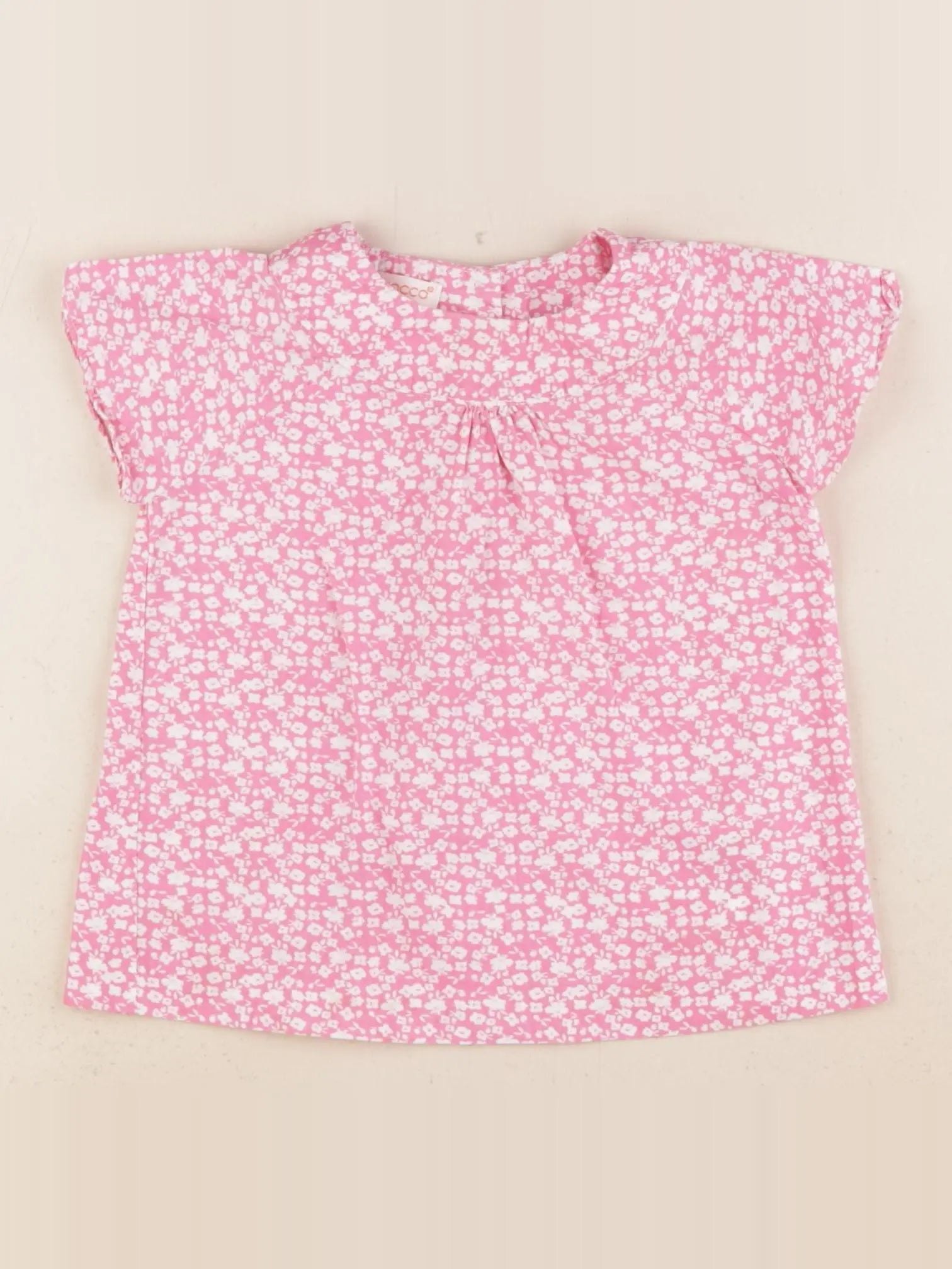 Gocco - blouse blanc, rose - 9/12 mois