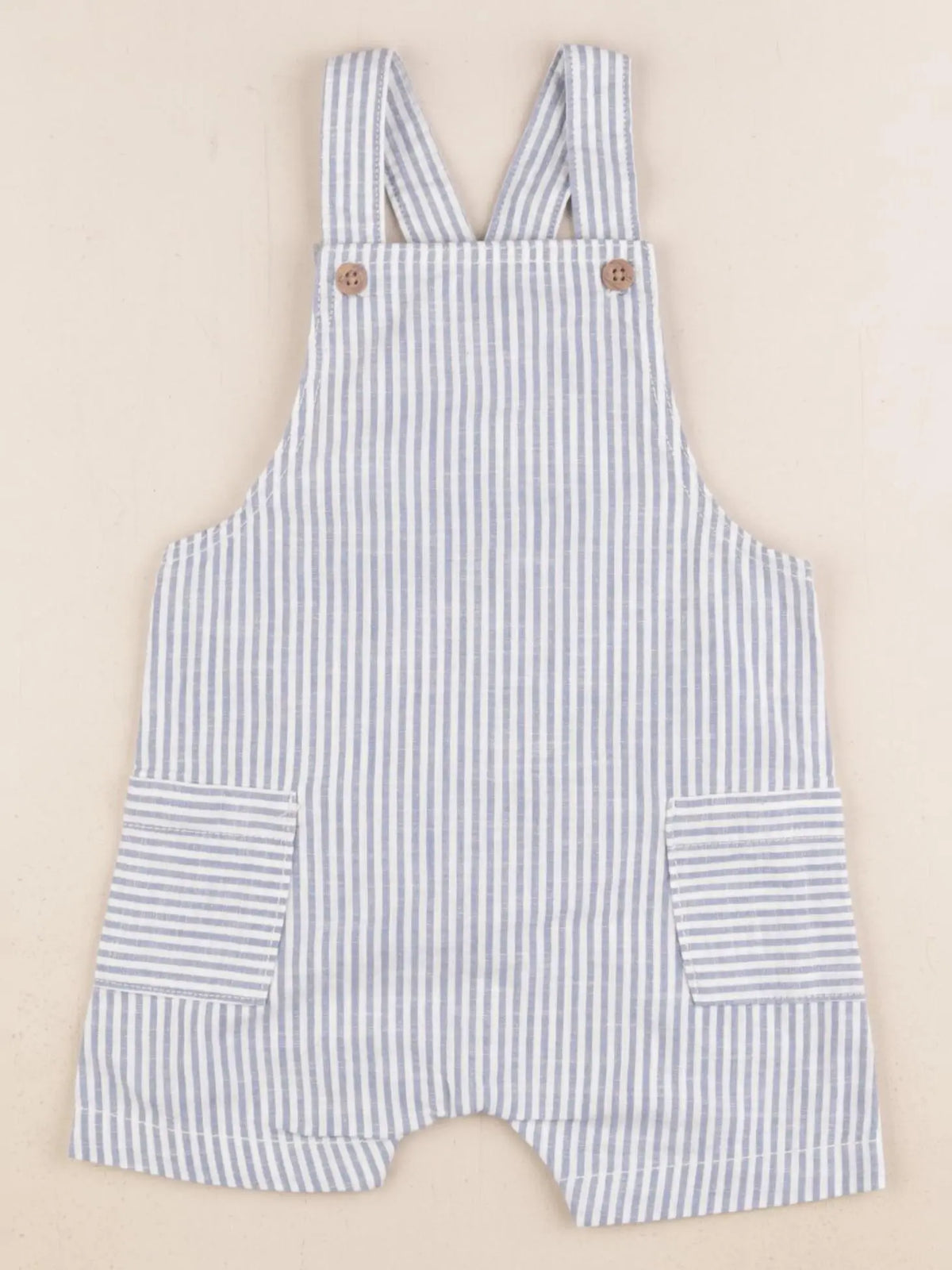 H&M - salopette bleu, blanc - 4/6 mois