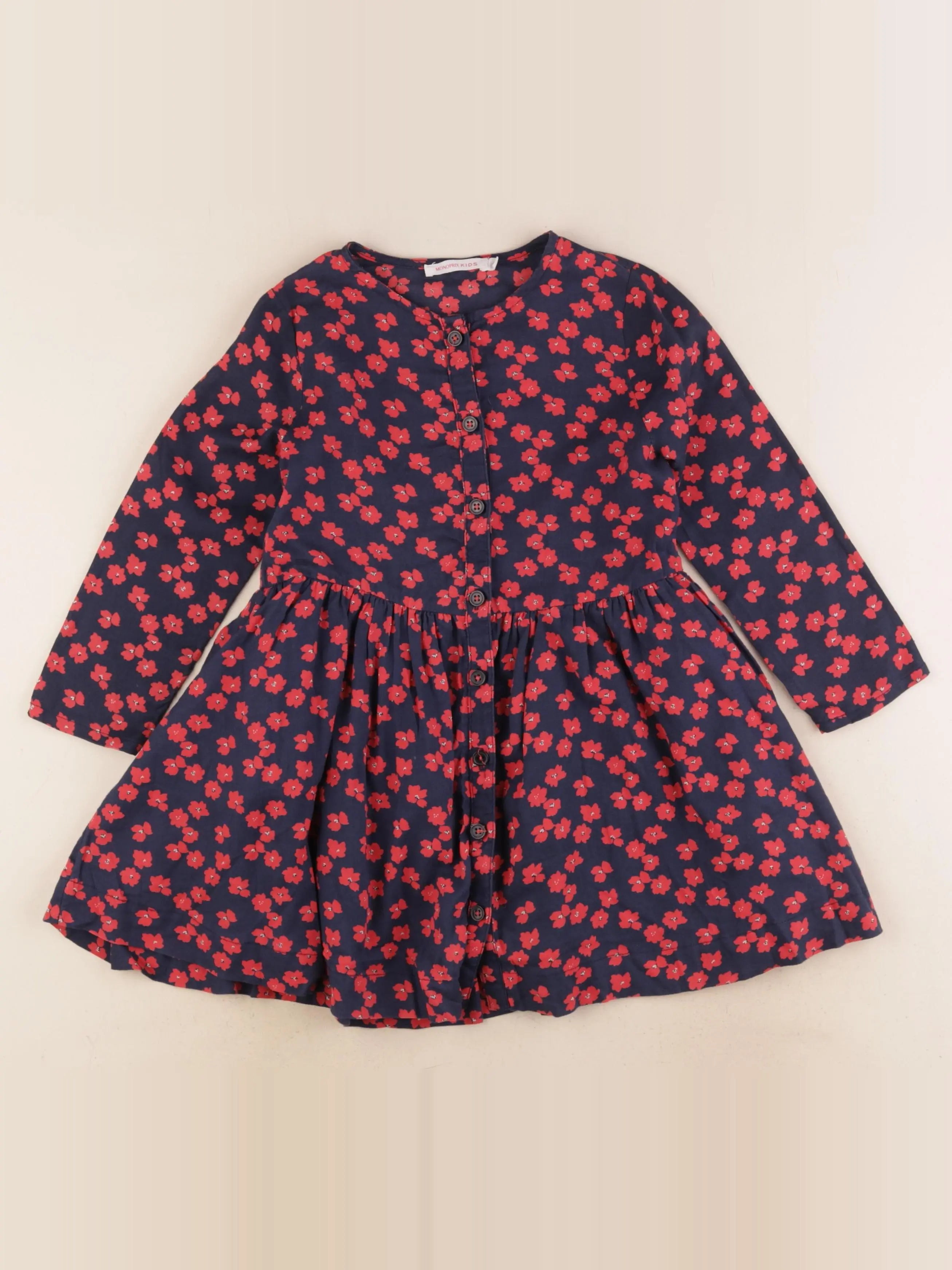 Monoprix - robe bleu, rouge - 4 ans