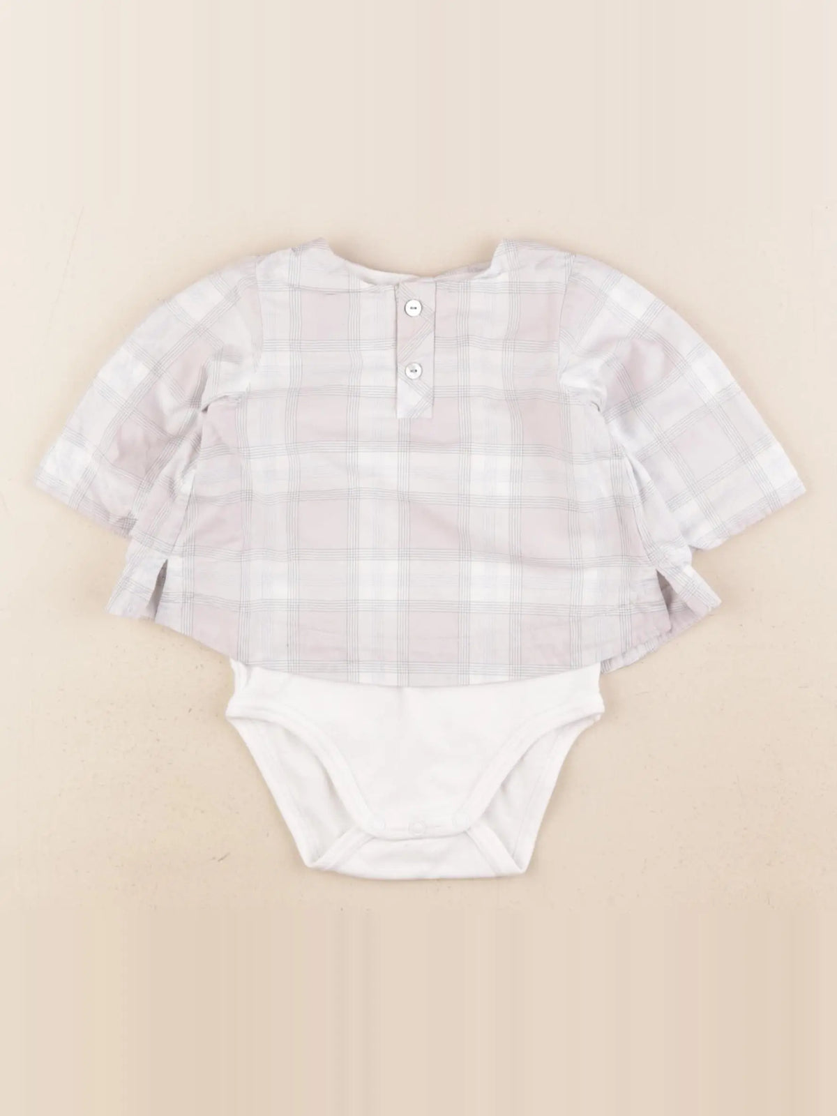 Jacadi - body blouse blanc, bleu, gris - 3 mois