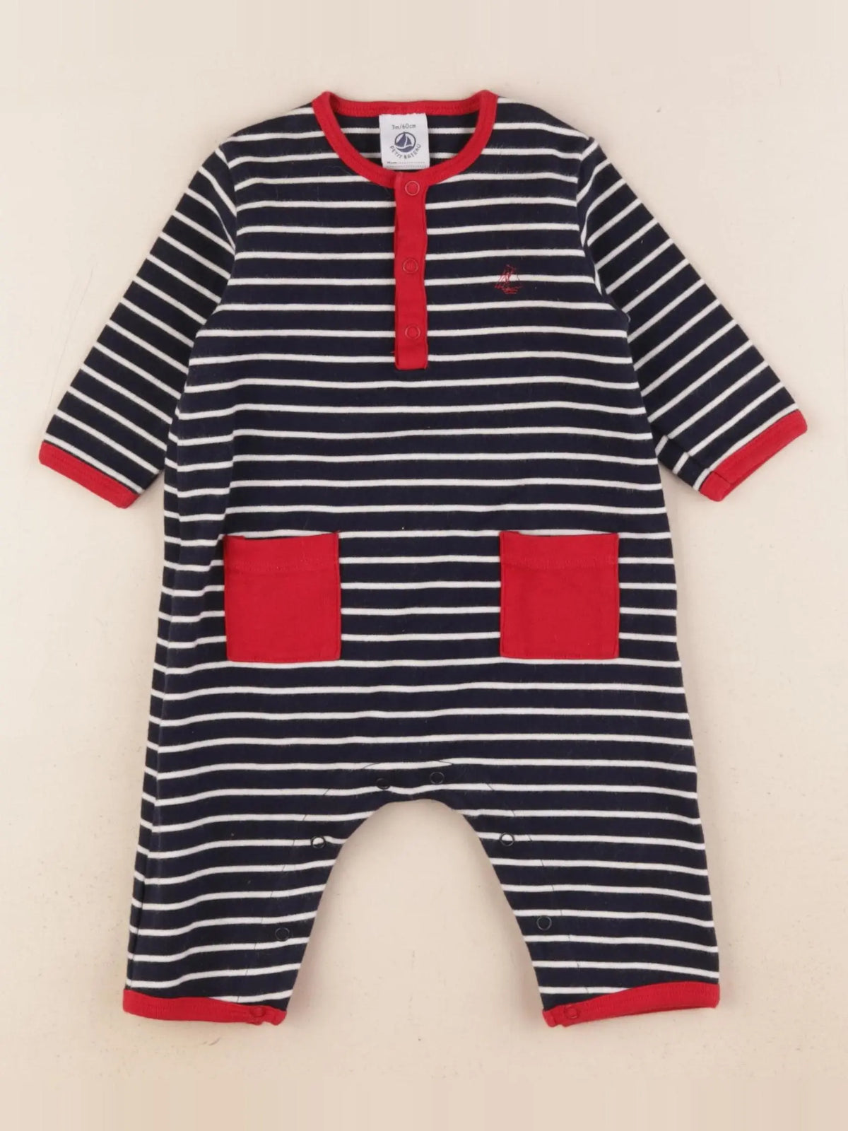 Petit Bateau - combinaison bleu - 3 mois