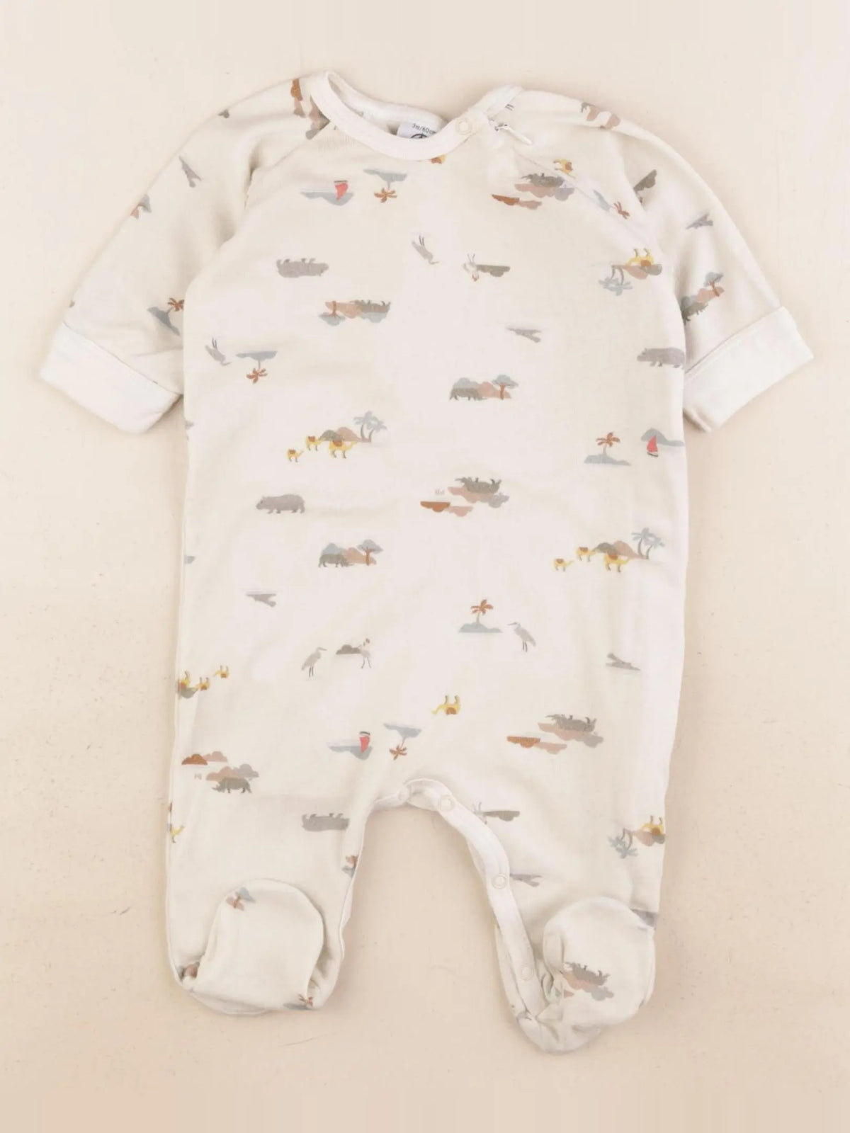 Petit Bateau - pyjama coton beige - 3 mois