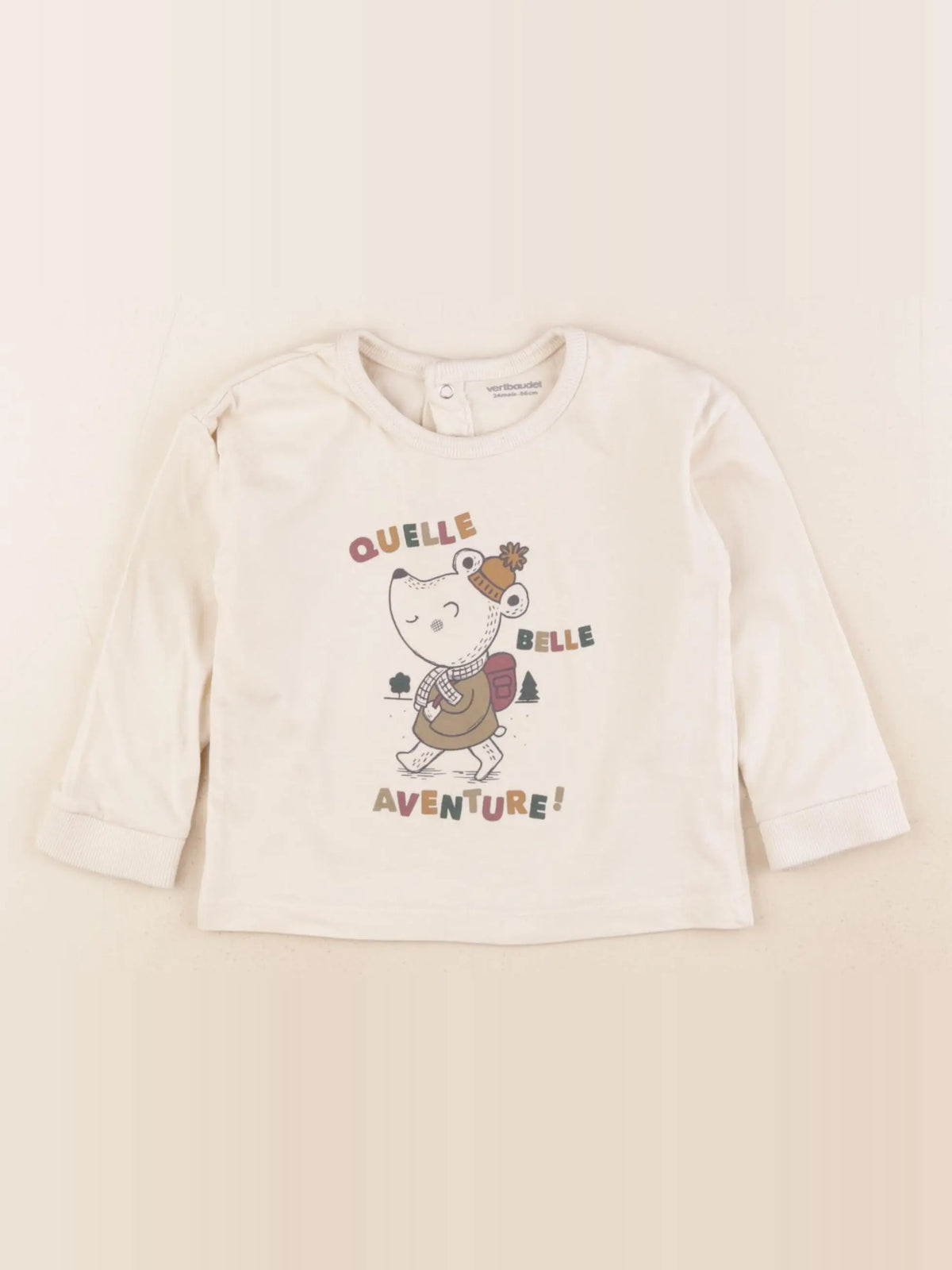 Vertbaudet - tee-shirt beige - 24 mois
