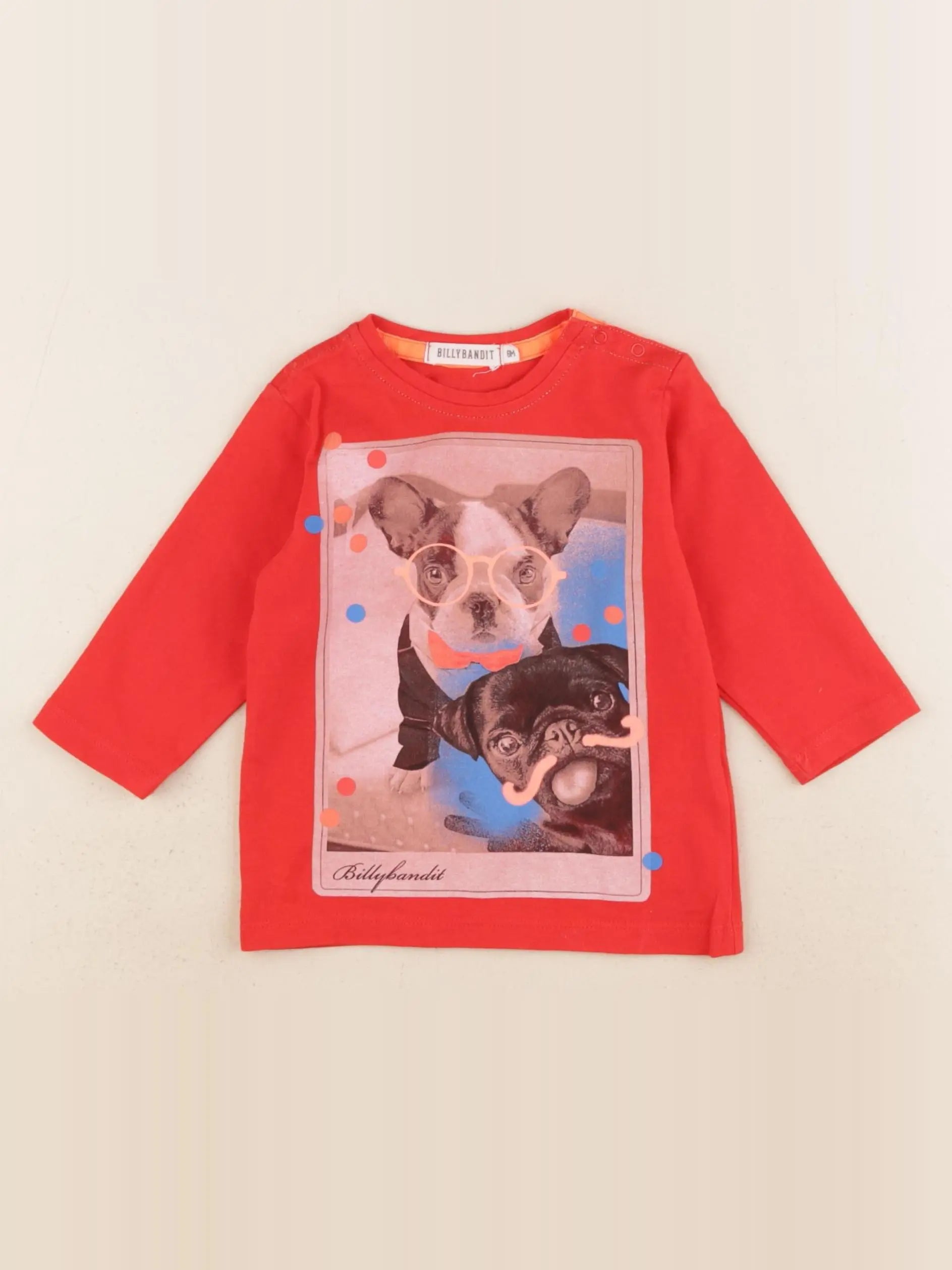 Billy Bandit - tee-shirt rouge - 6 mois