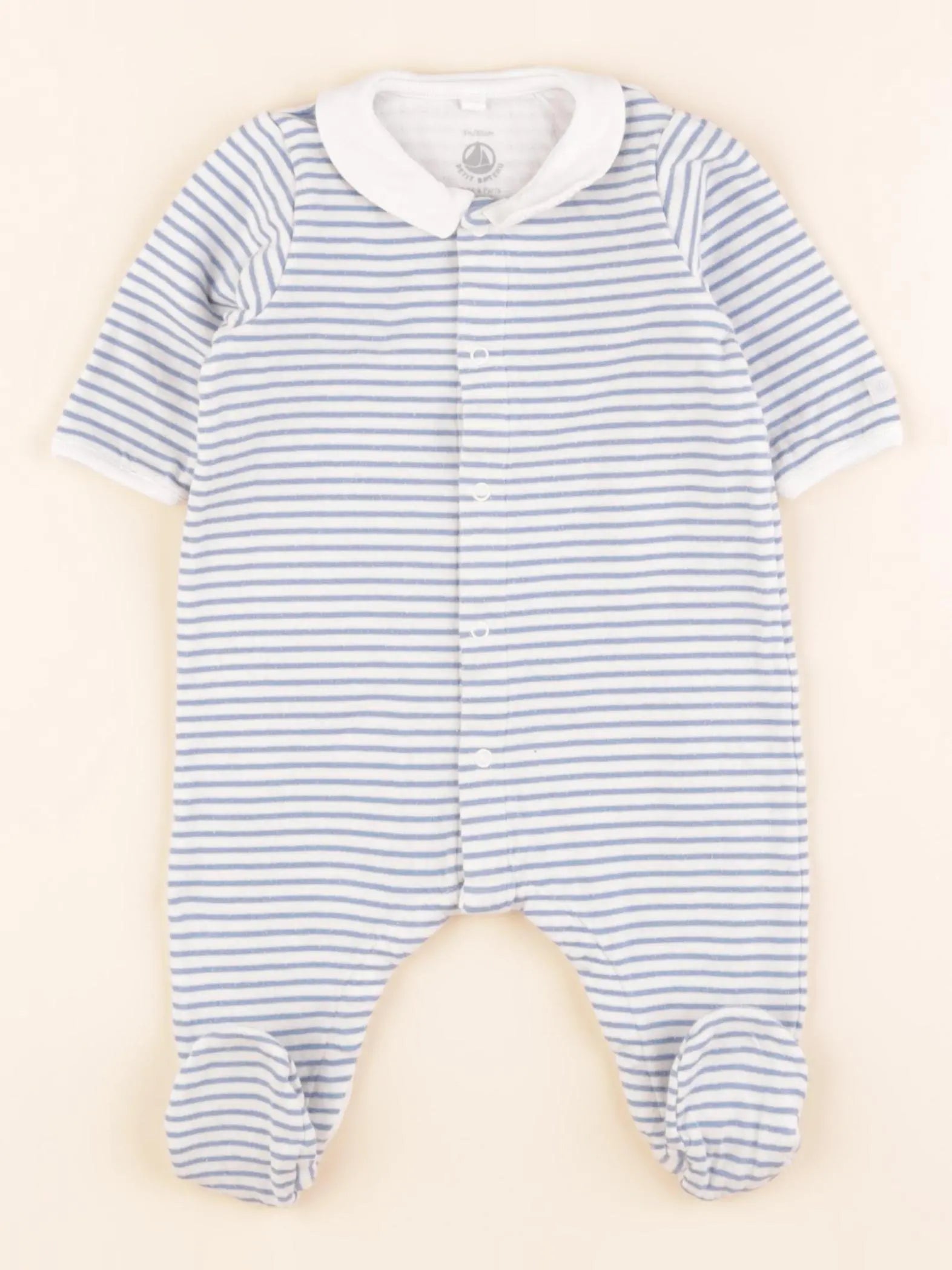 Petit Bateau - pyjama coton bleu - 3 mois