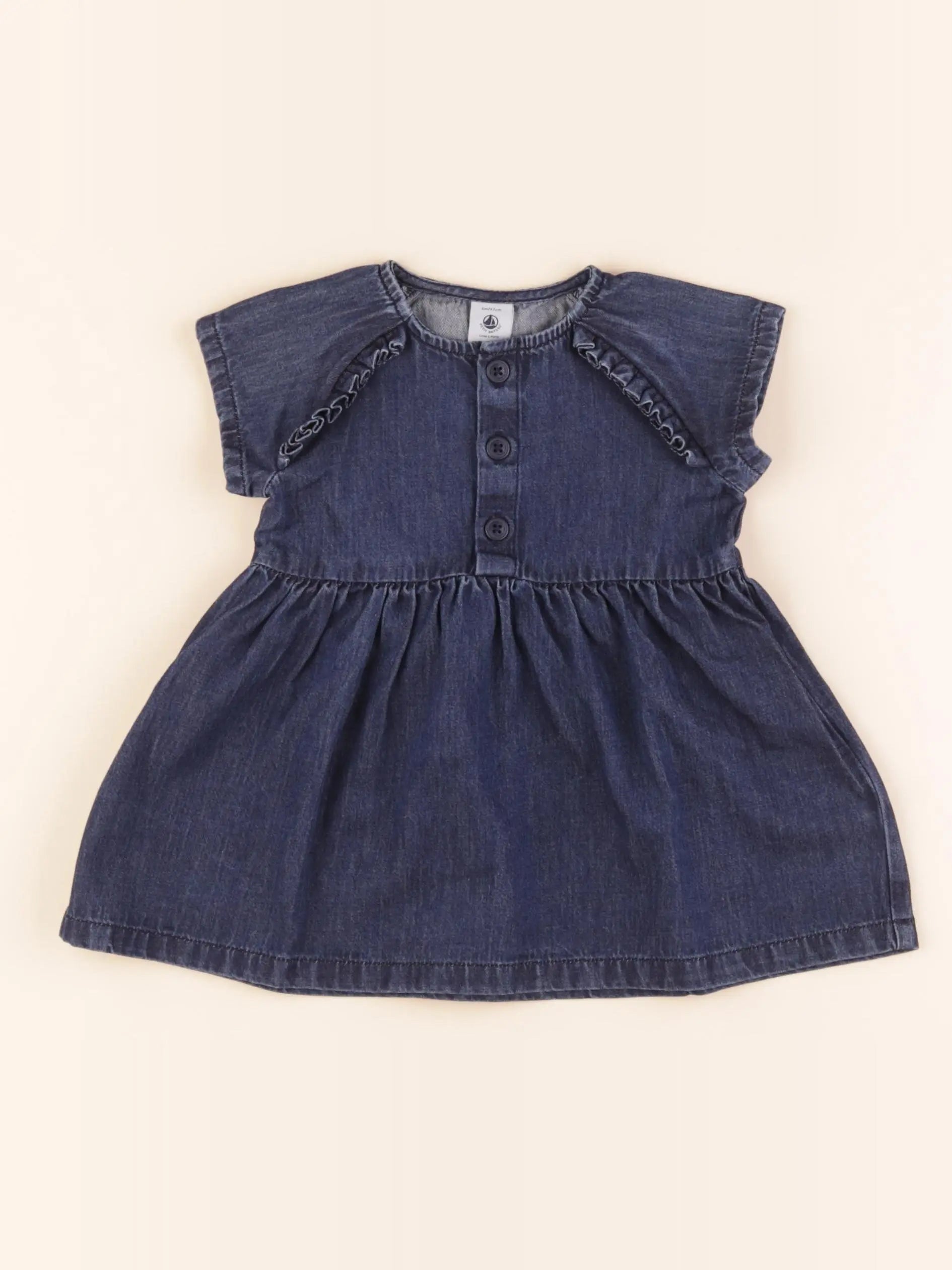 Petit Bateau - robe bleu - 6 mois