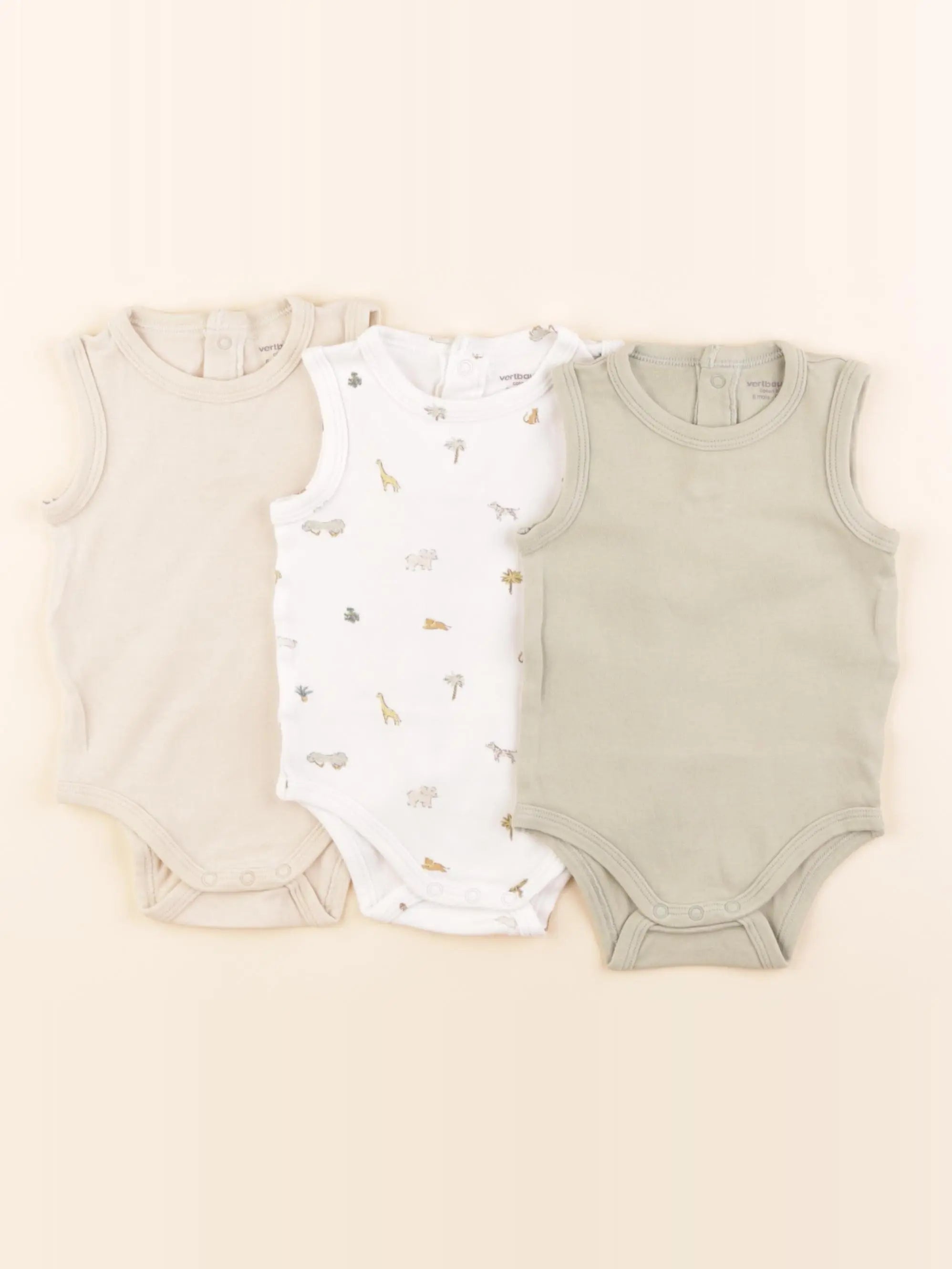 Vertbaudet - lot de 3 bodies en coton multicolore - 6 mois