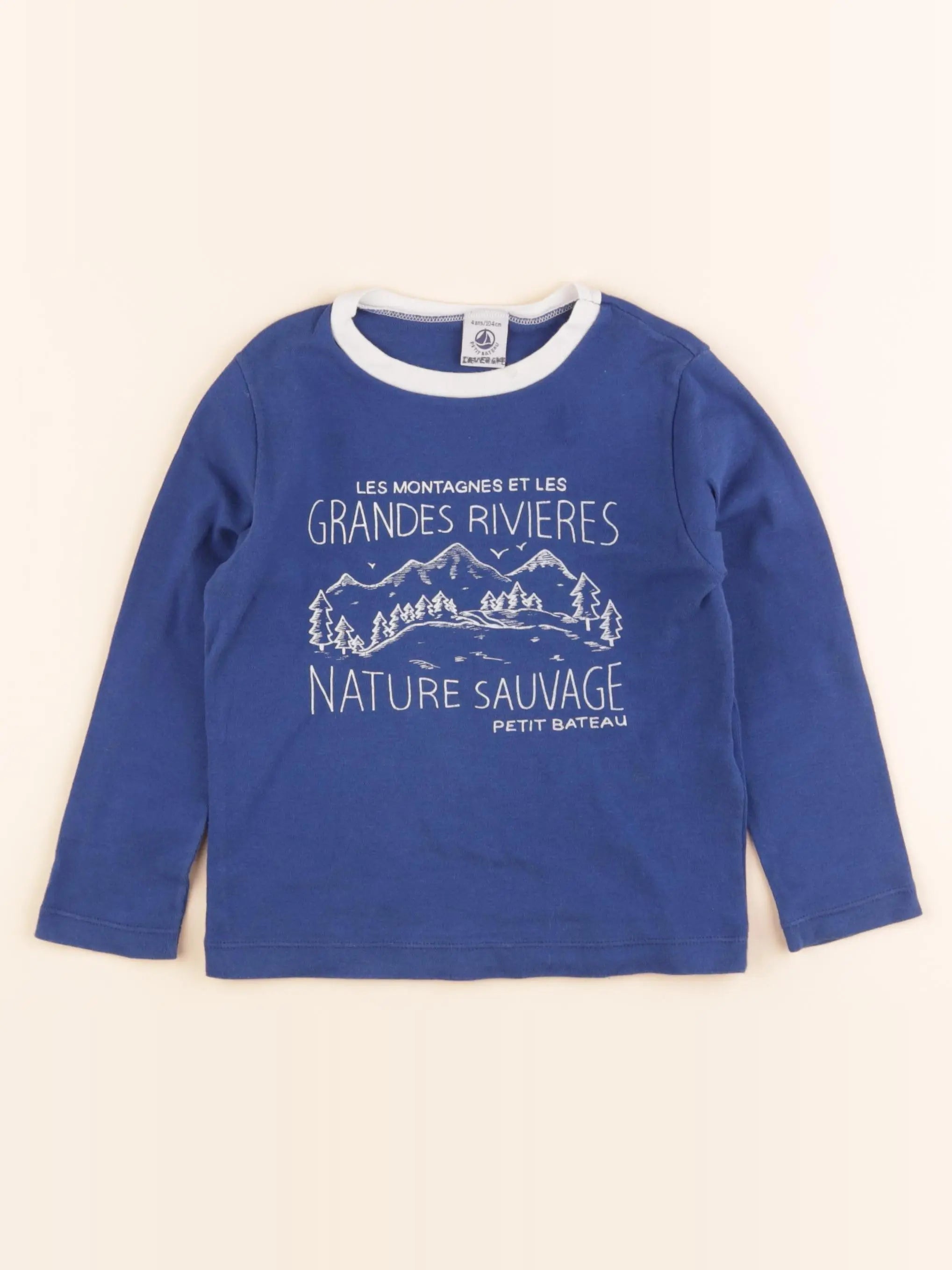 Petit Bateau - tee-shirt bleu - 4 ans
