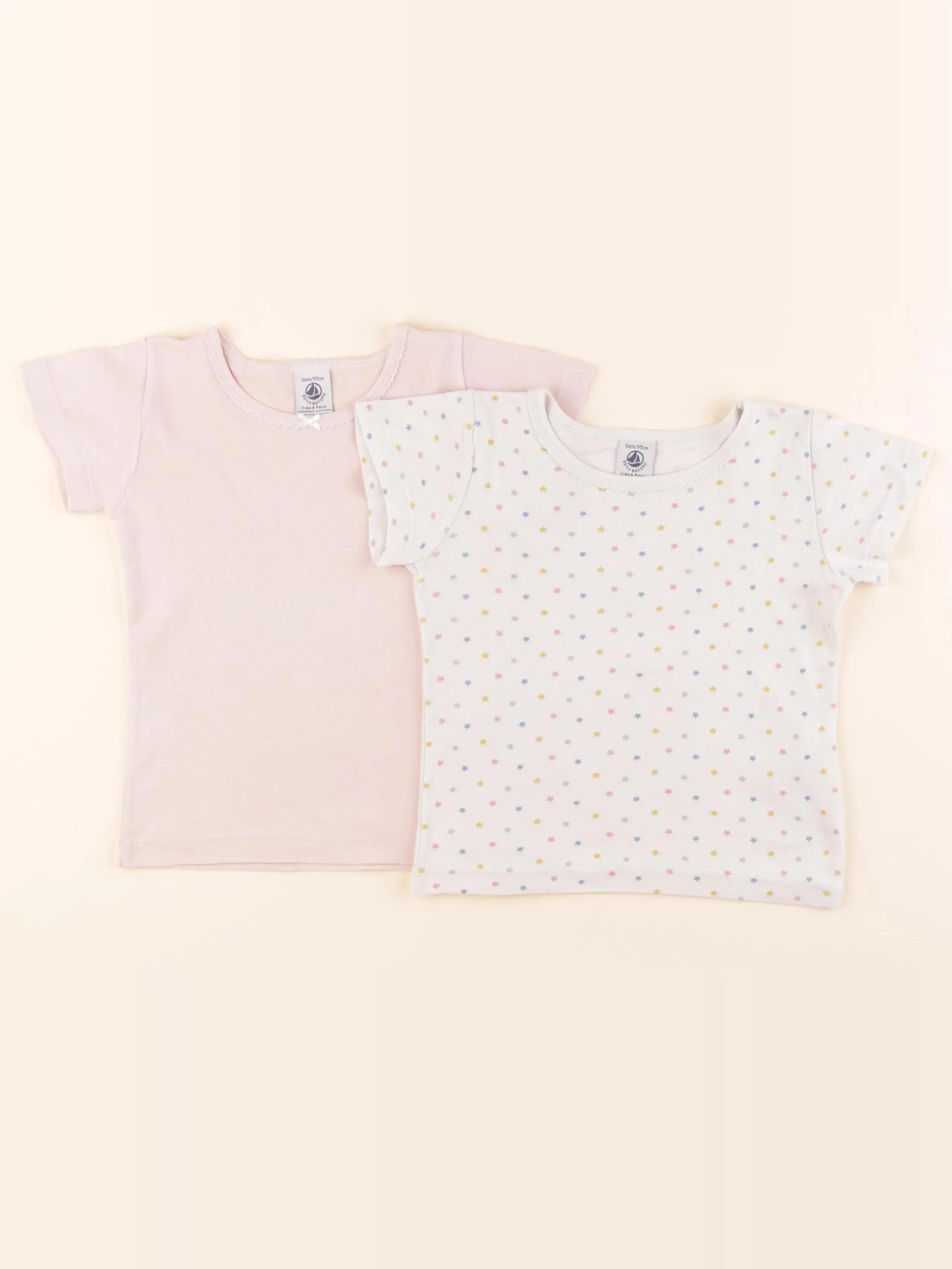 Petit Bateau - lot de 2 maillots de corps rose - 3 ans