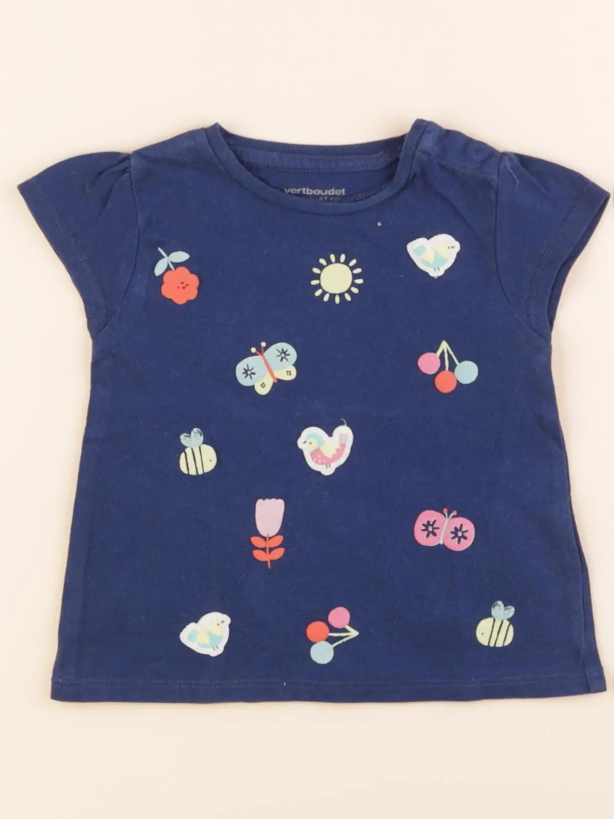 Vertbaudet - tee-shirt bleu - 6 mois