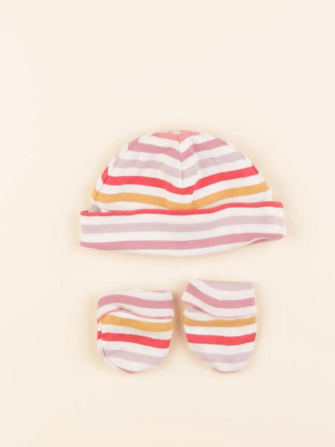 Vertbaudet - ensemble bonnet/moufles multicolore - 0 mois