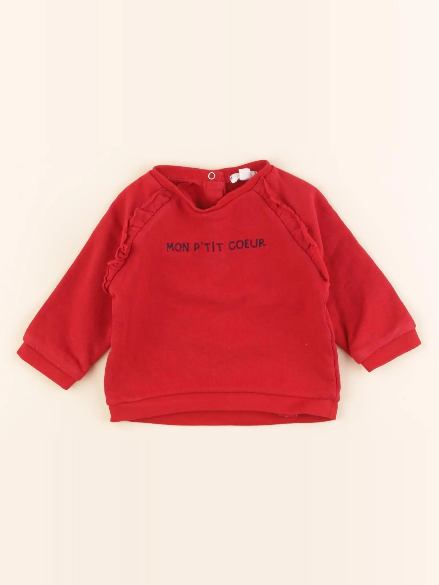 Vertbaudet - sweat rouge - 6 mois
