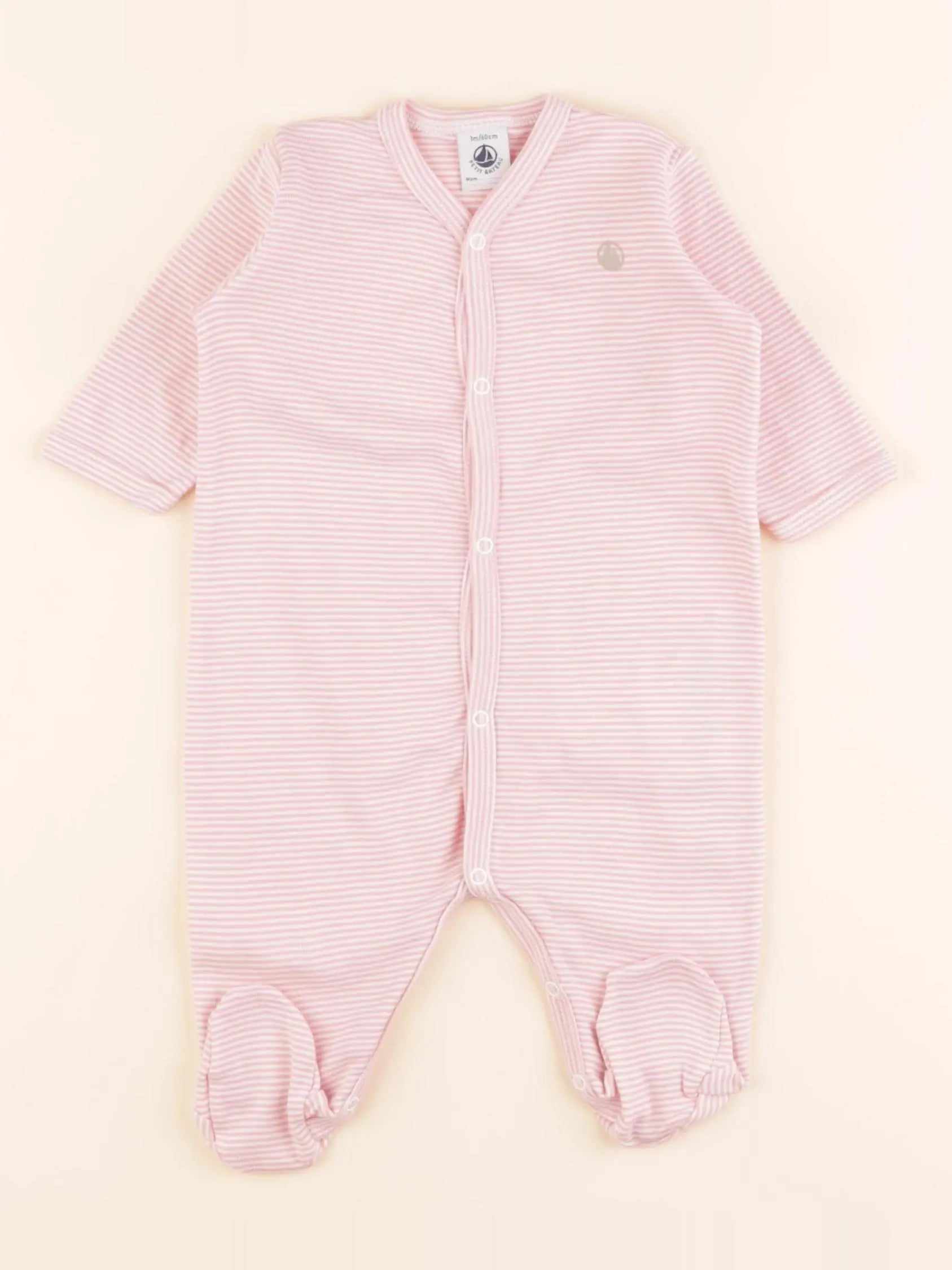 Petit Bateau - pyjama coton rose - 3 mois