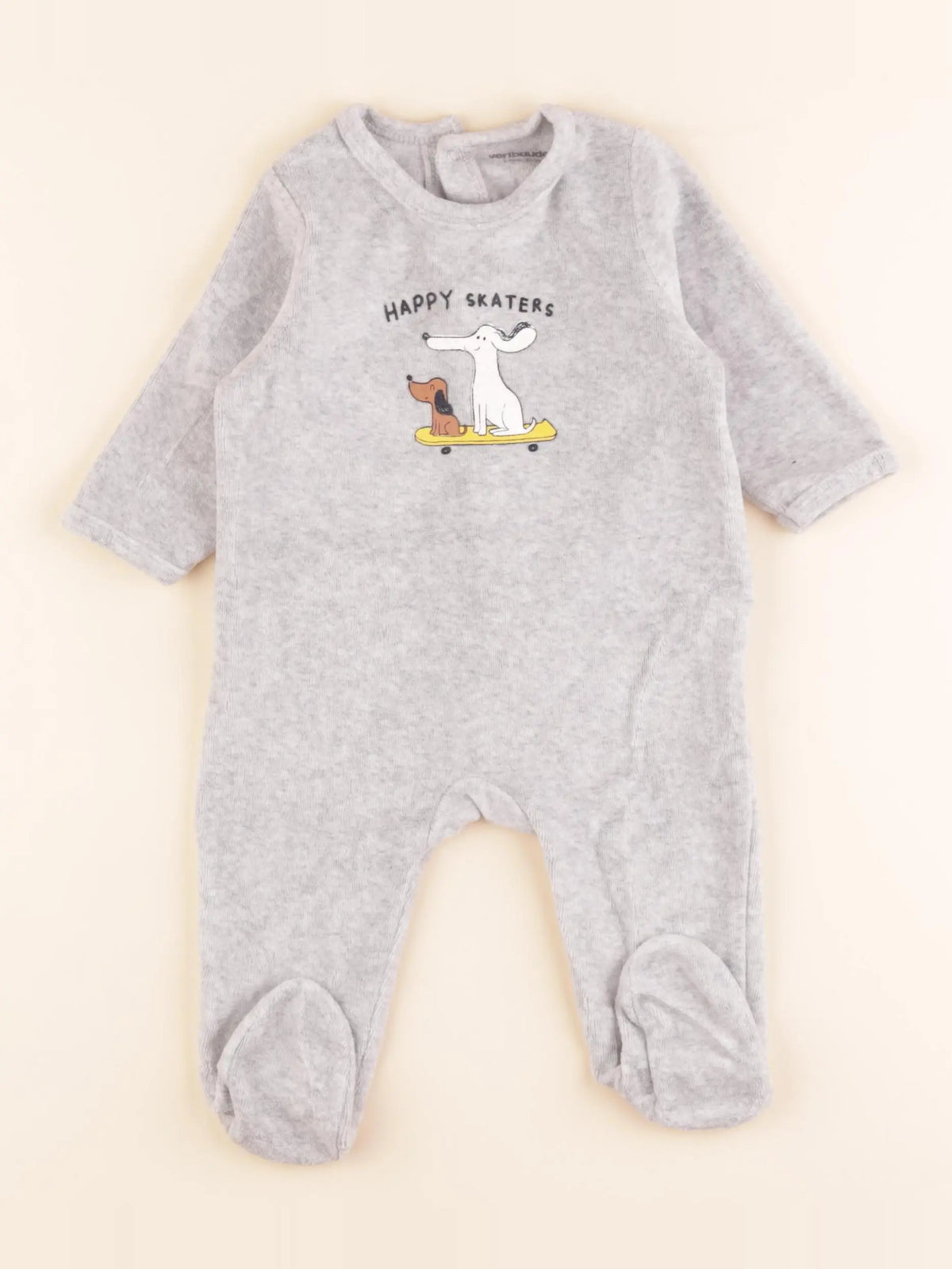 Vertbaudet - pyjama velours gris - 6 mois