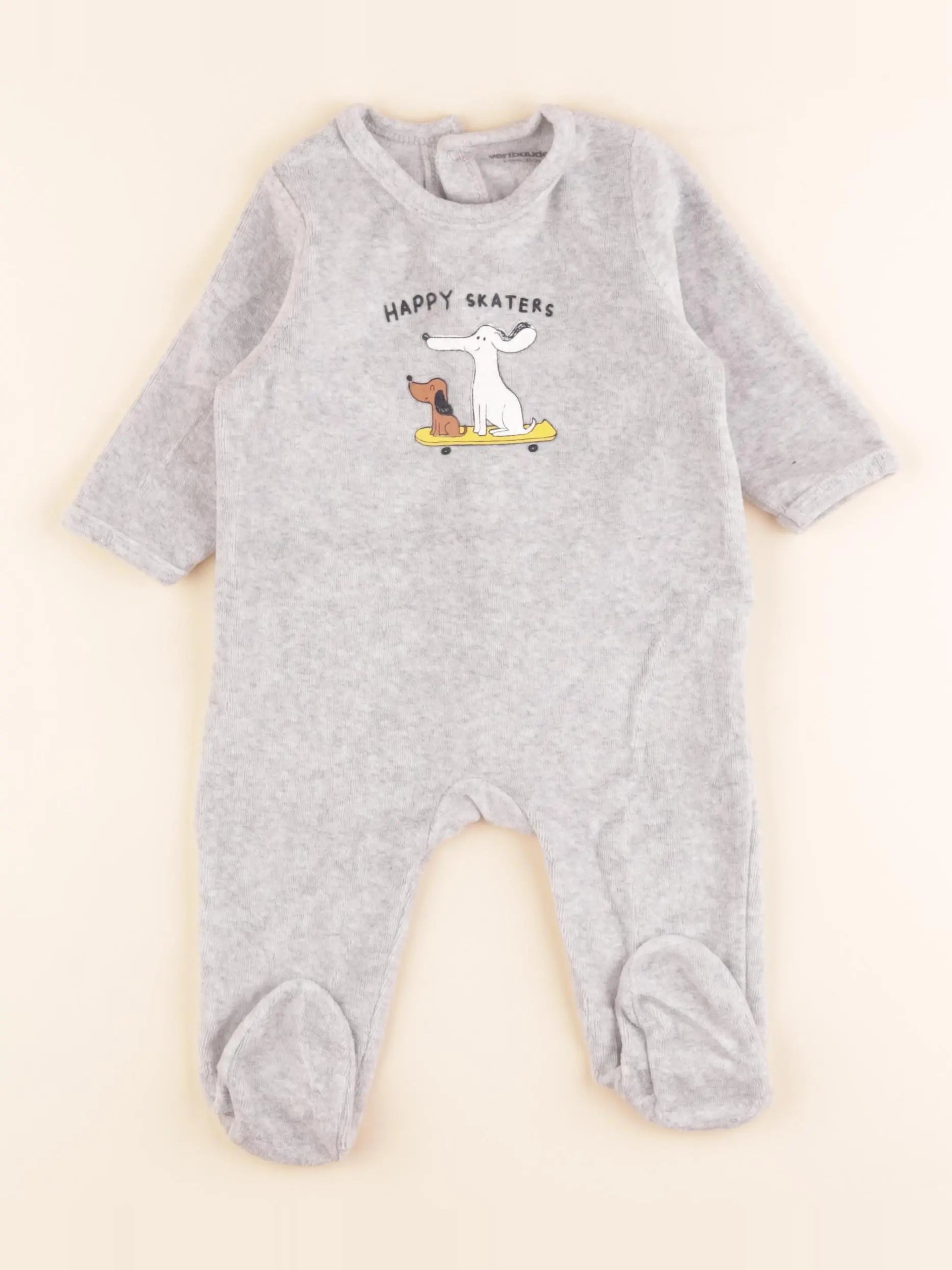 Vertbaudet - pyjama velours gris - 6 mois