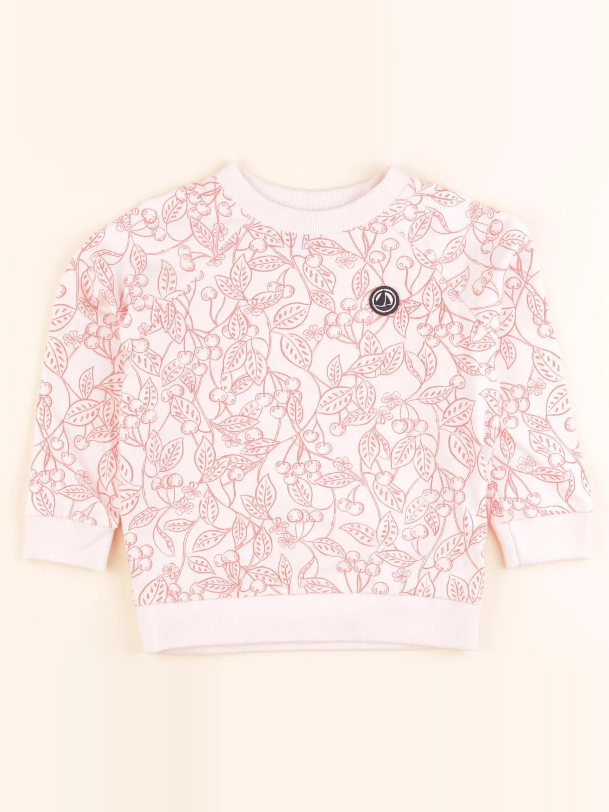 Petit Bateau - sweat blanc, orange - 4 ans