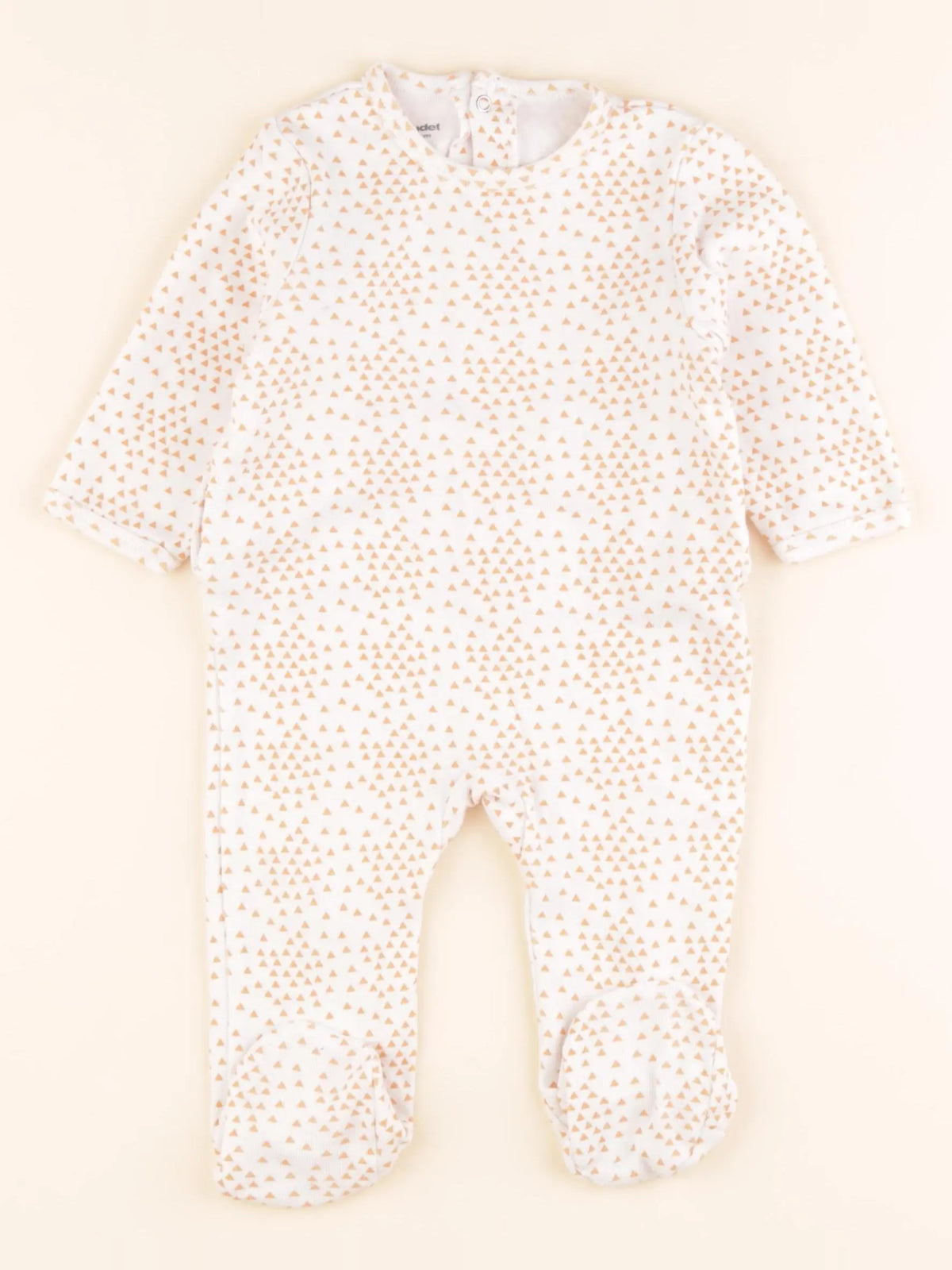 Vertbaudet - pyjama coton blanc, orange - 9 mois