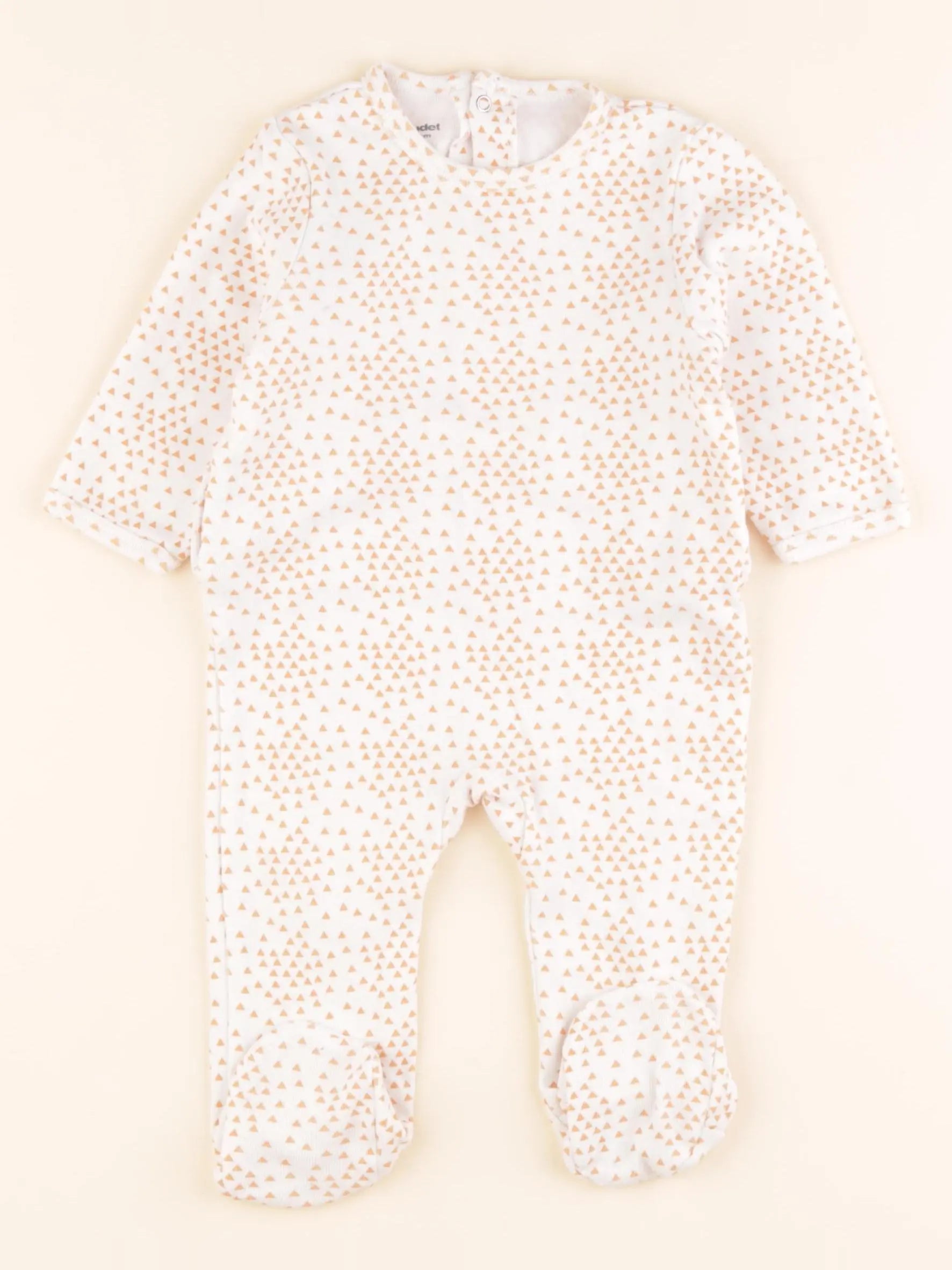 Vertbaudet - pyjama coton blanc, orange - 9 mois
