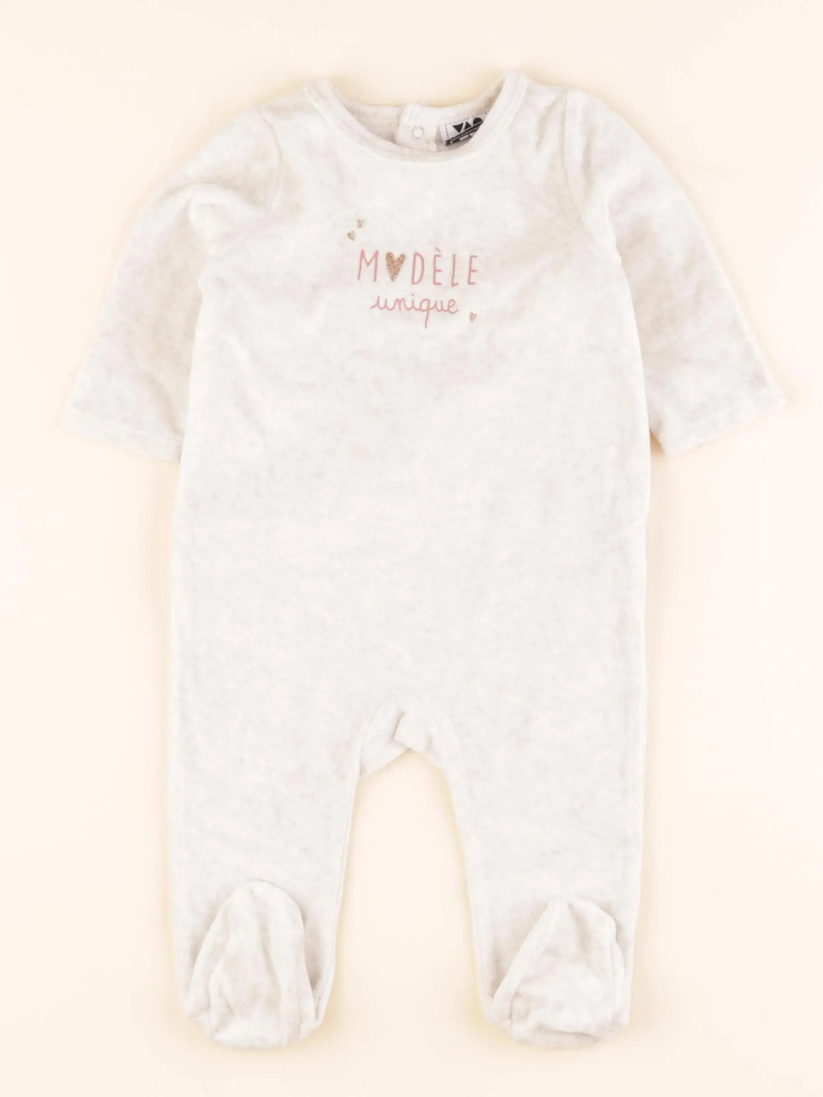 Tape à l'oeil - pyjama velours beige - 6 mois