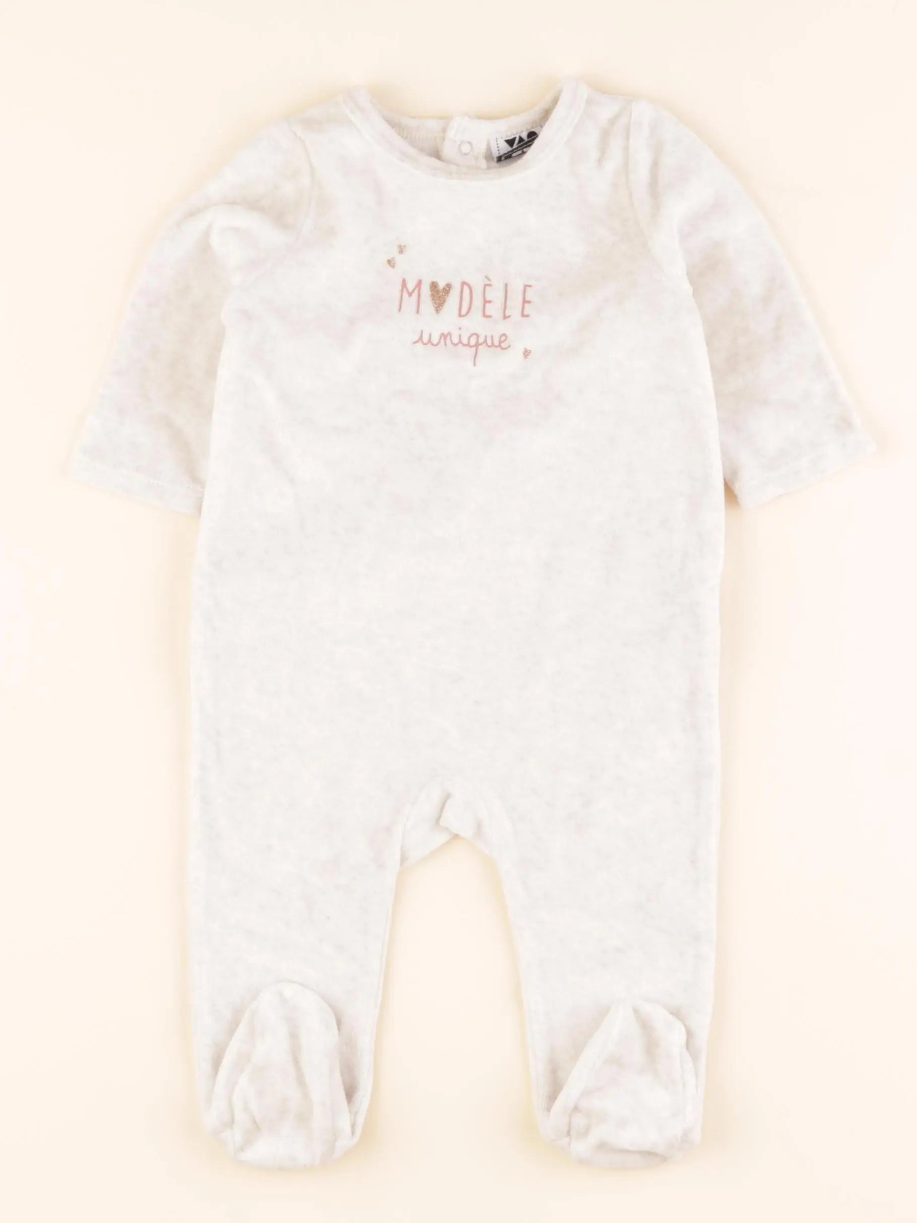 Tape à l'oeil - pyjama velours beige - 6 mois