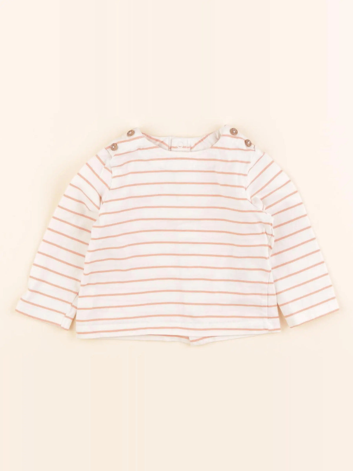 Vertbaudet - tee-shirt blanc, rose - 9 mois