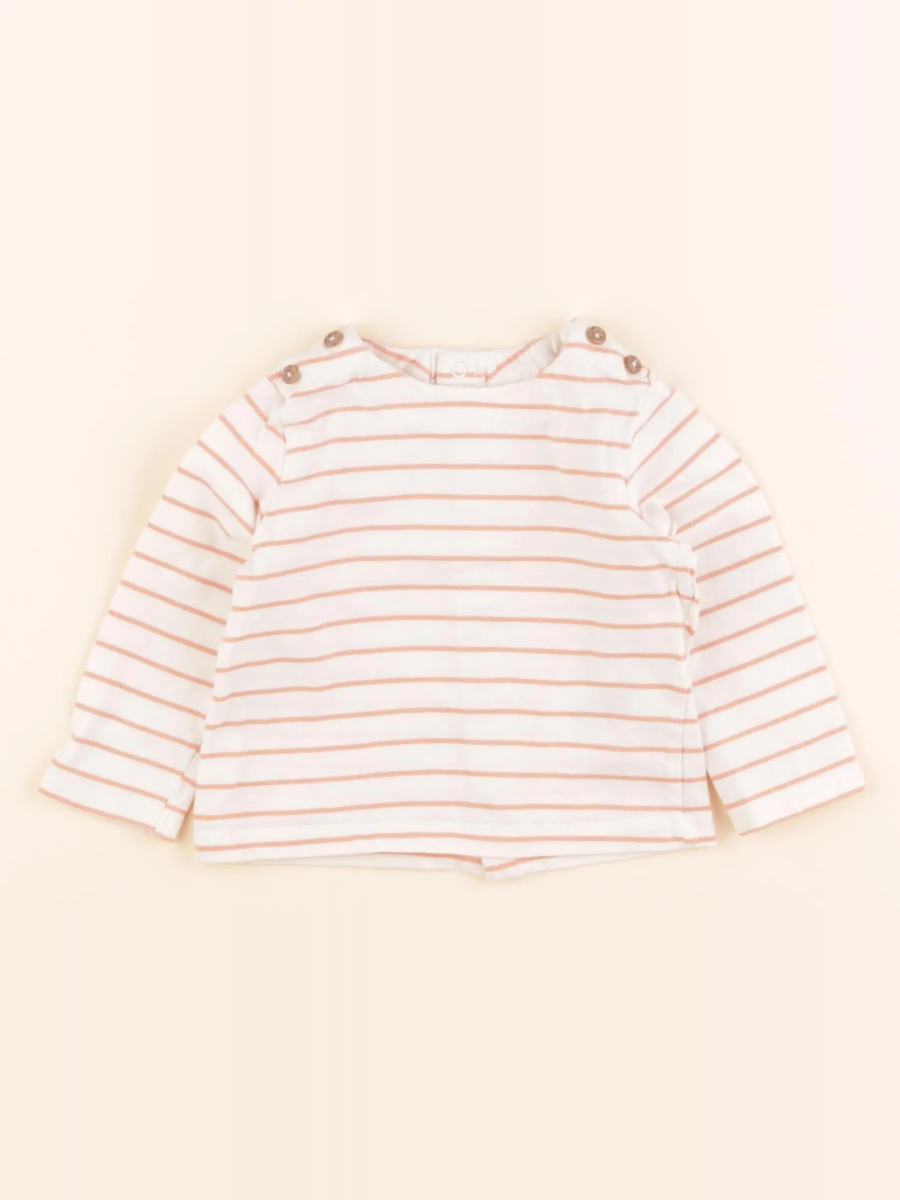 Vertbaudet - tee-shirt blanc, rose - 9 mois