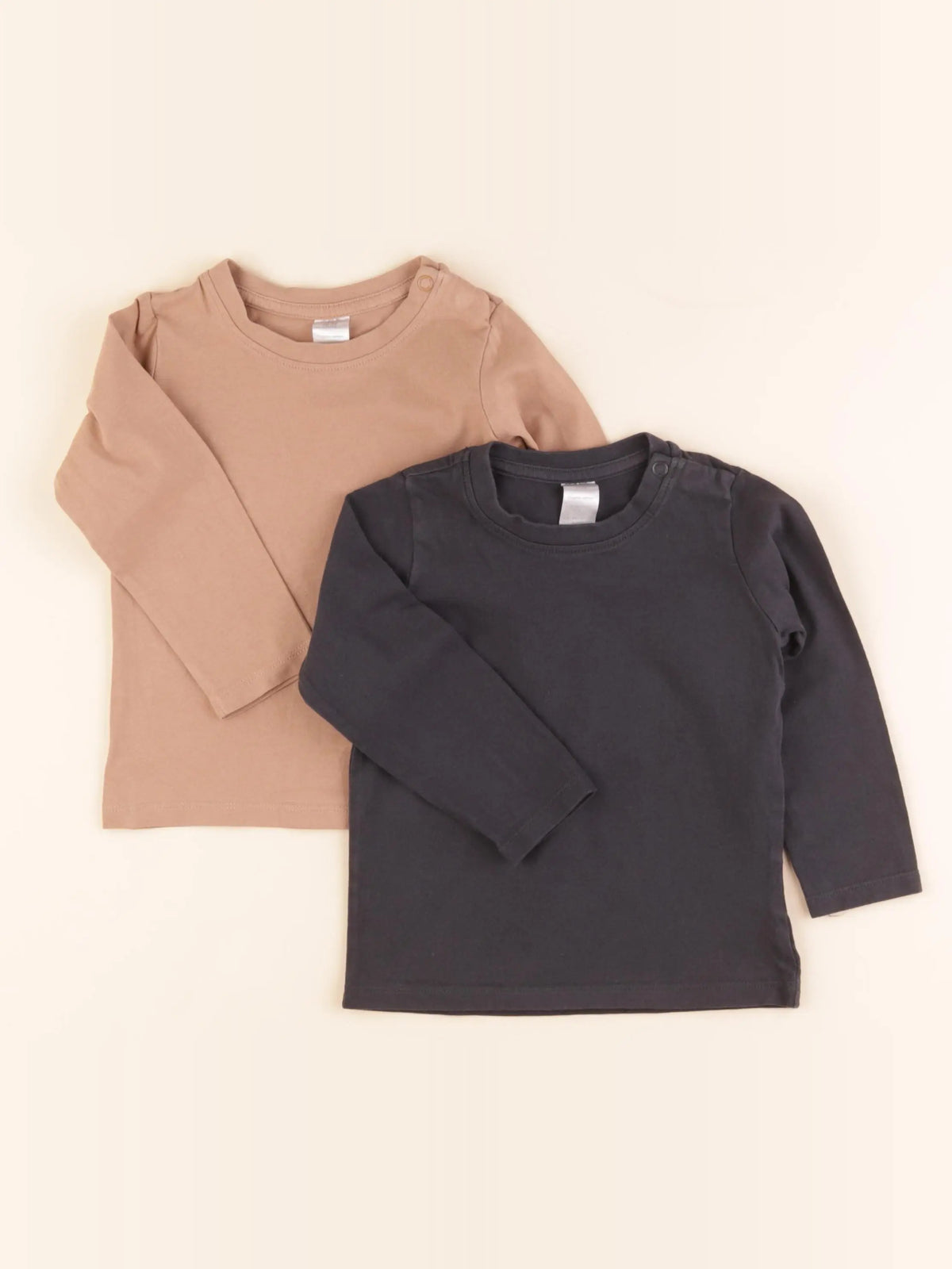 H&M - lot de 2 tee-shirts noir, marron - 9/12 mois