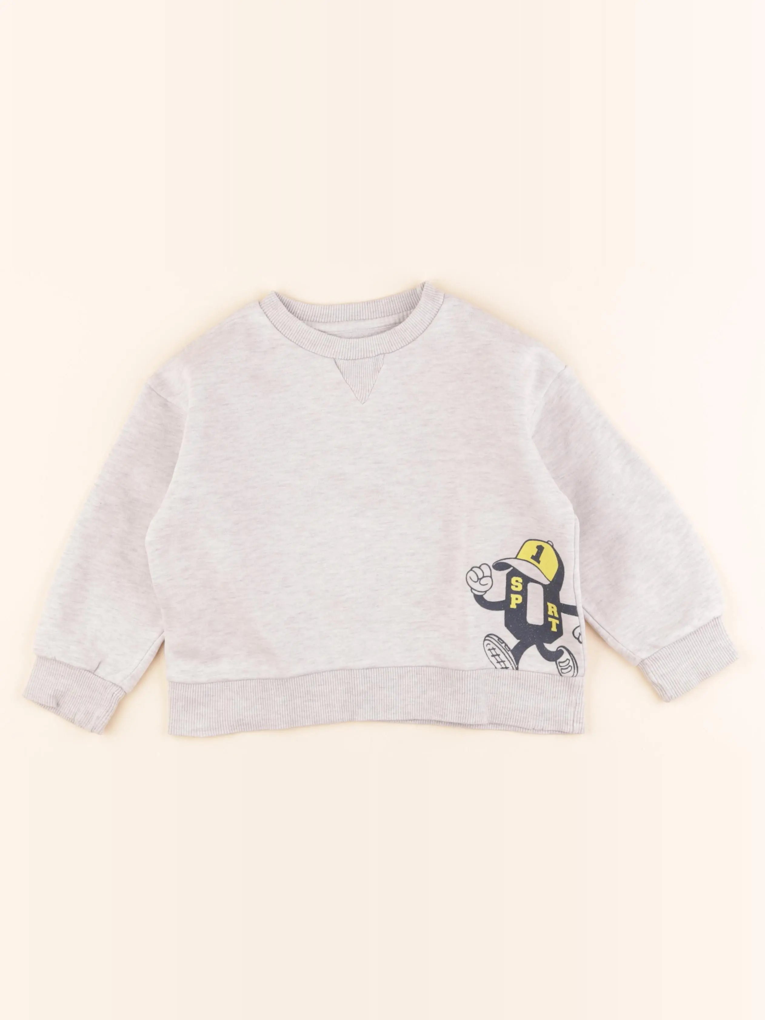 Vertbaudet - sweat imprimé au dos gris - 4 ans